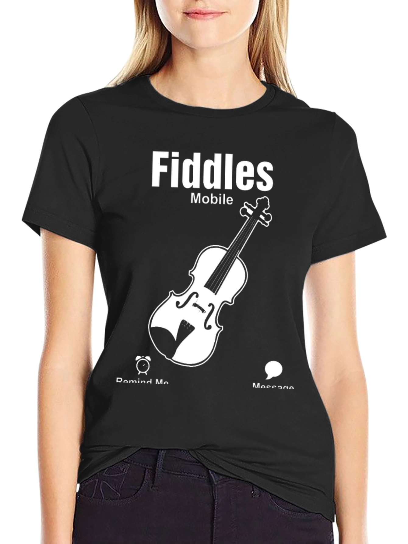 Fiddles Mobile Black T-Shirt Music Lover Tee