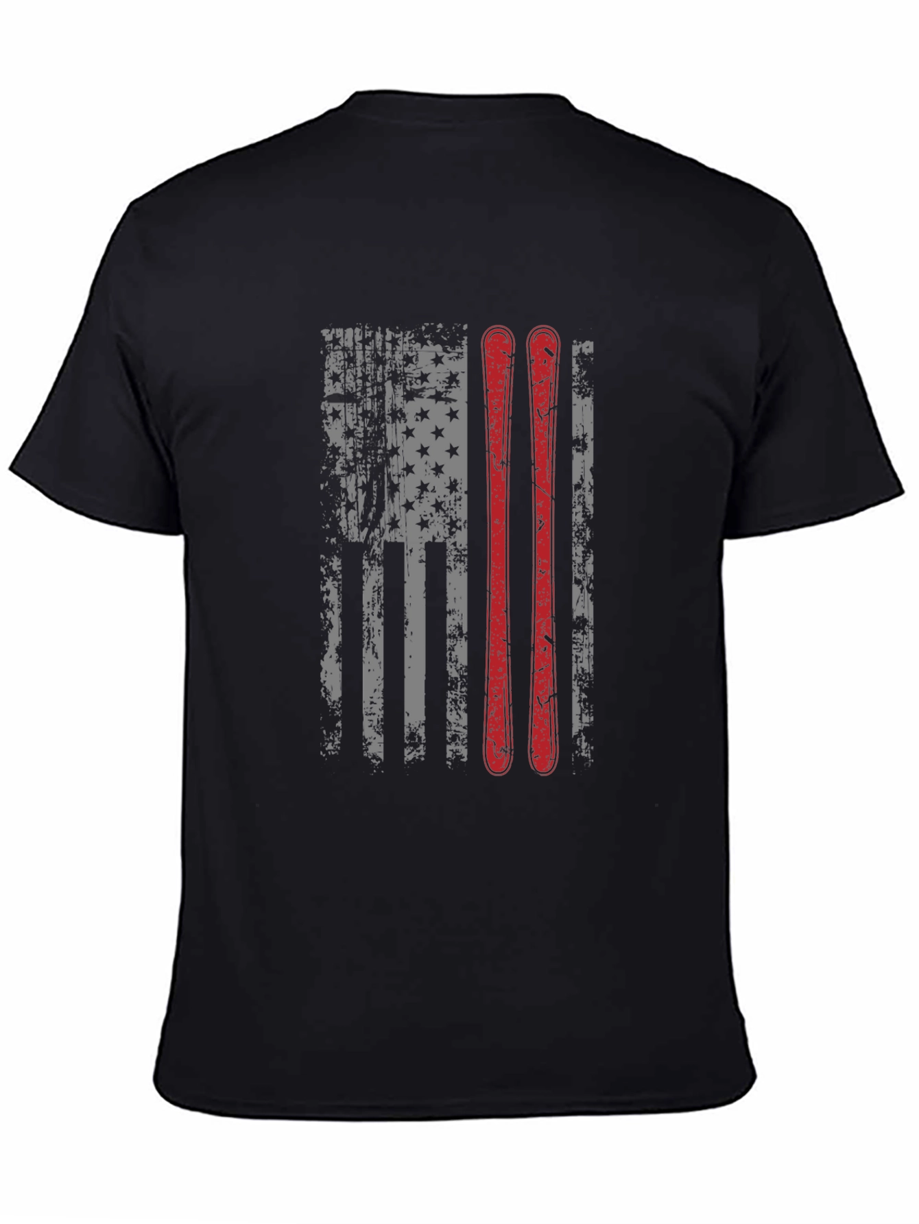Distressed US Flag Ski T-Shirt - Patriotic Sportswear