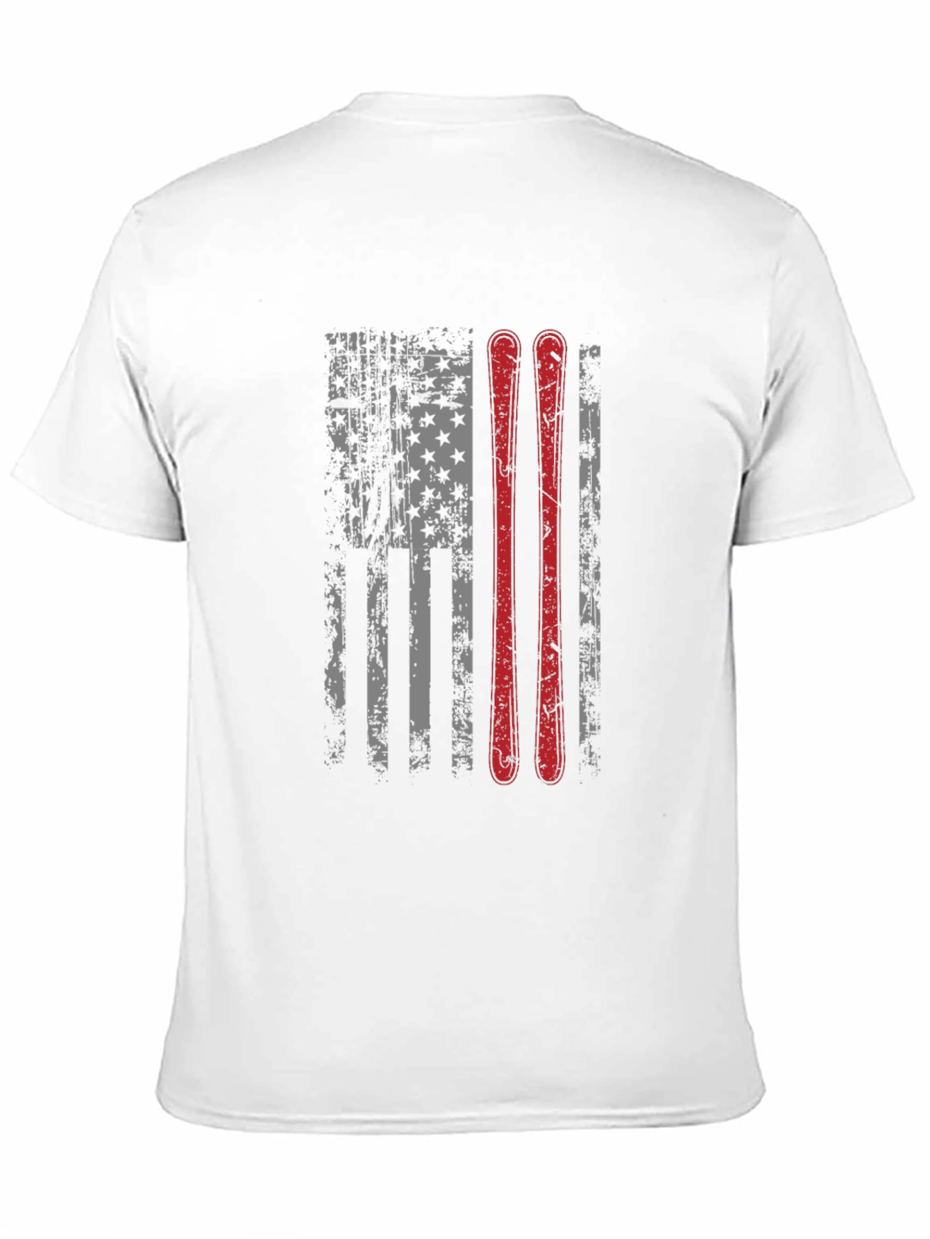 Distressed US Flag Ski T-Shirt - Patriotic Sportswear