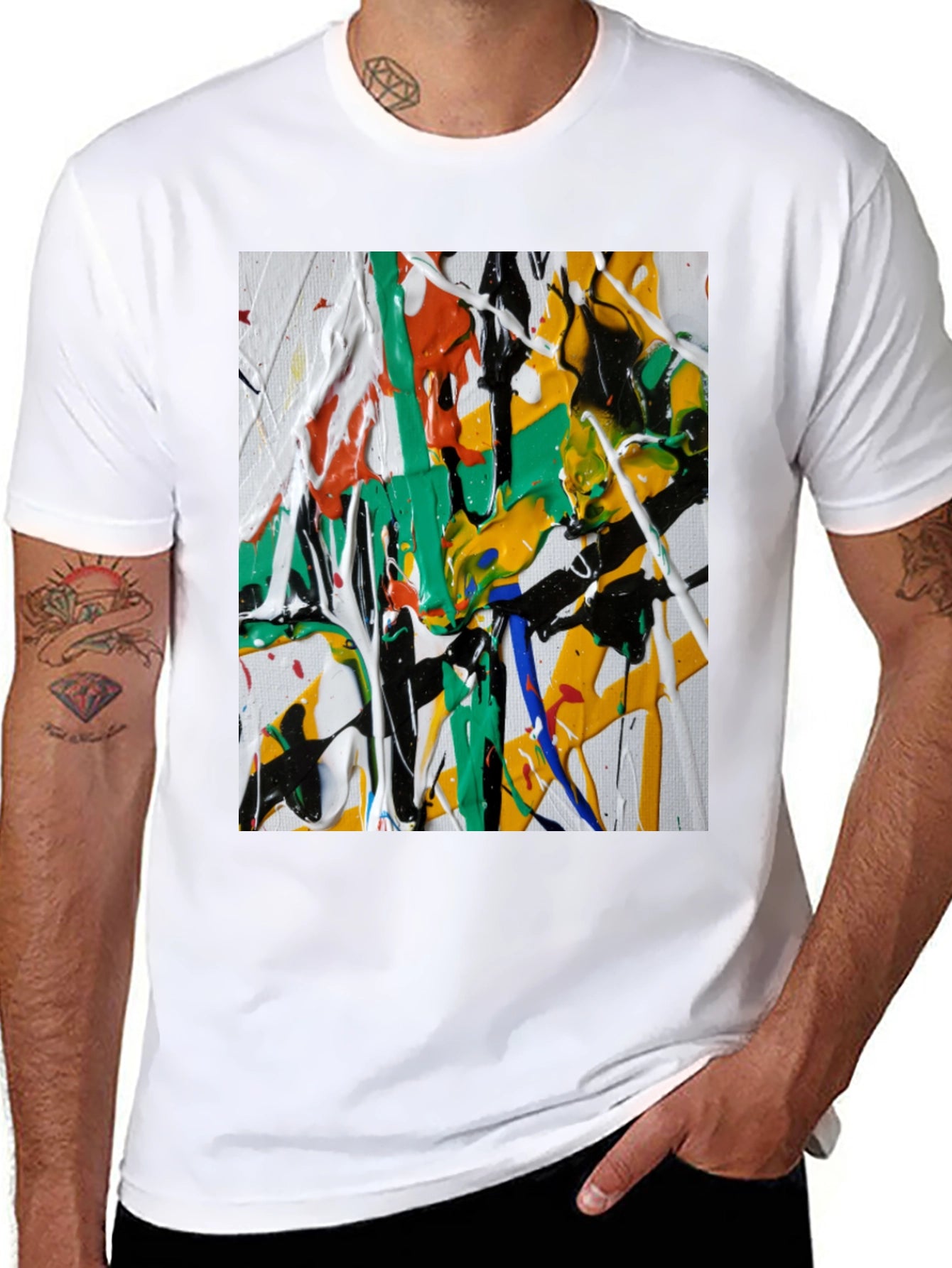 Abstract Paint Splatter Graphic Tee - Modern Art Shirt