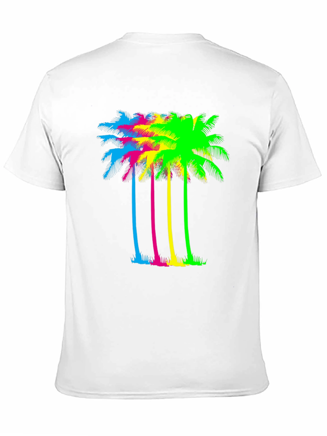 Vibrant Palm Tree Graphic Tee - Black Cotton Blend