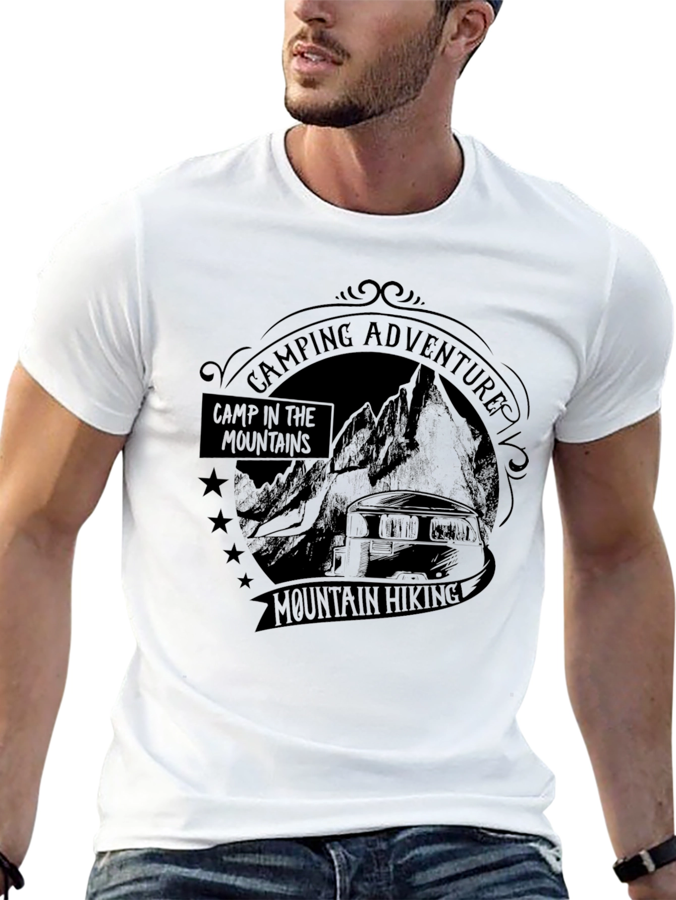 Camping Adventure Mountain Hiking Black T-Shirt