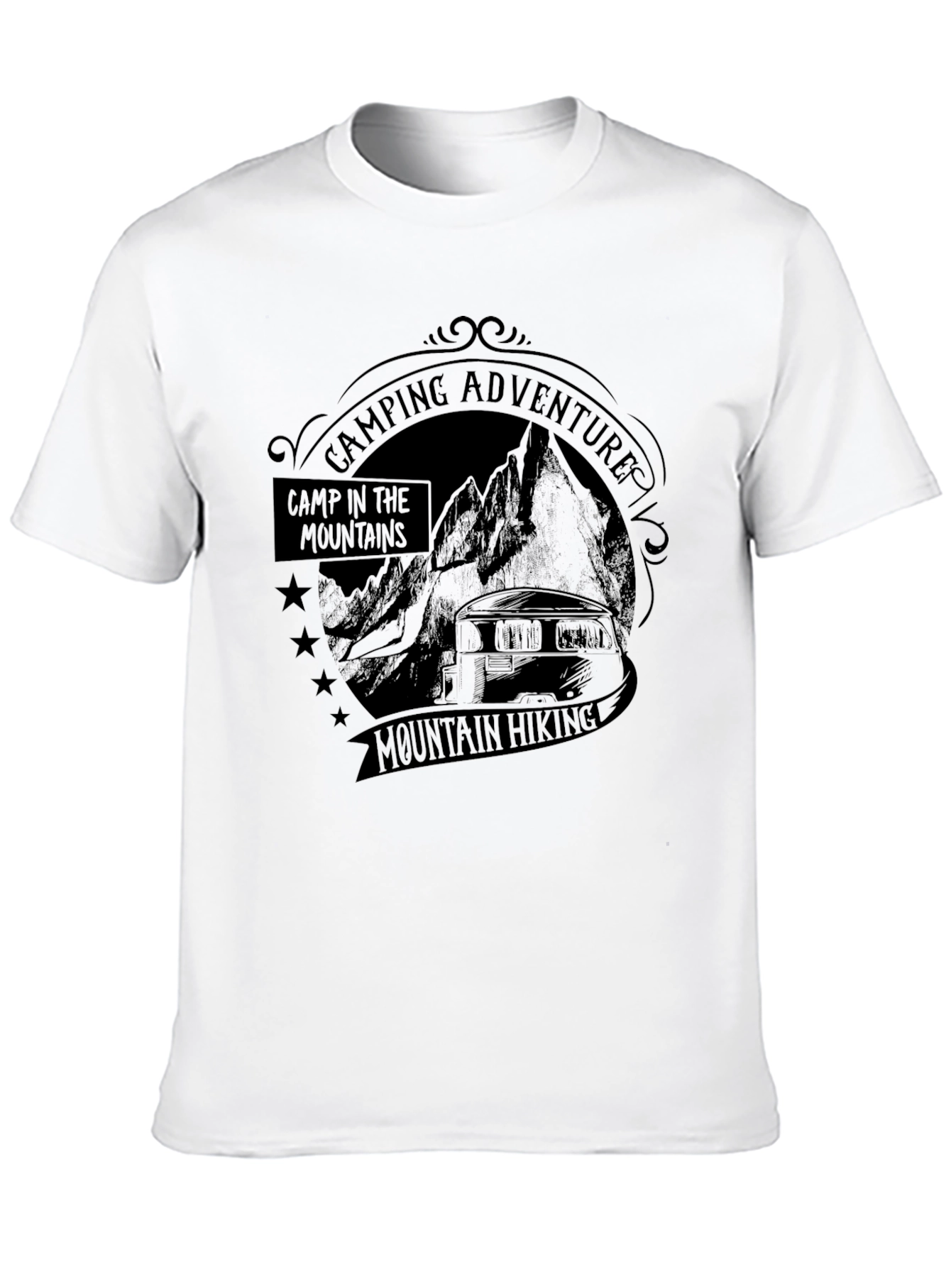 Camping Adventure Mountain Hiking Black T-Shirt