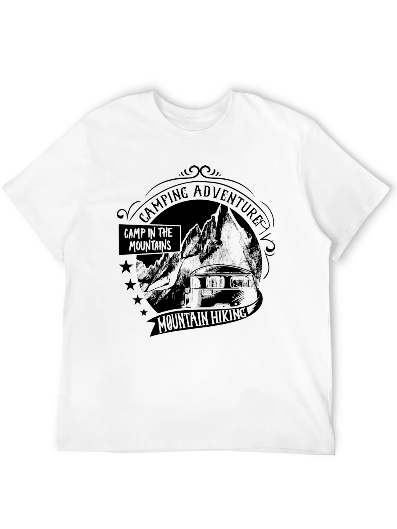 Camping Adventure Mountain Hiking Black T-Shirt