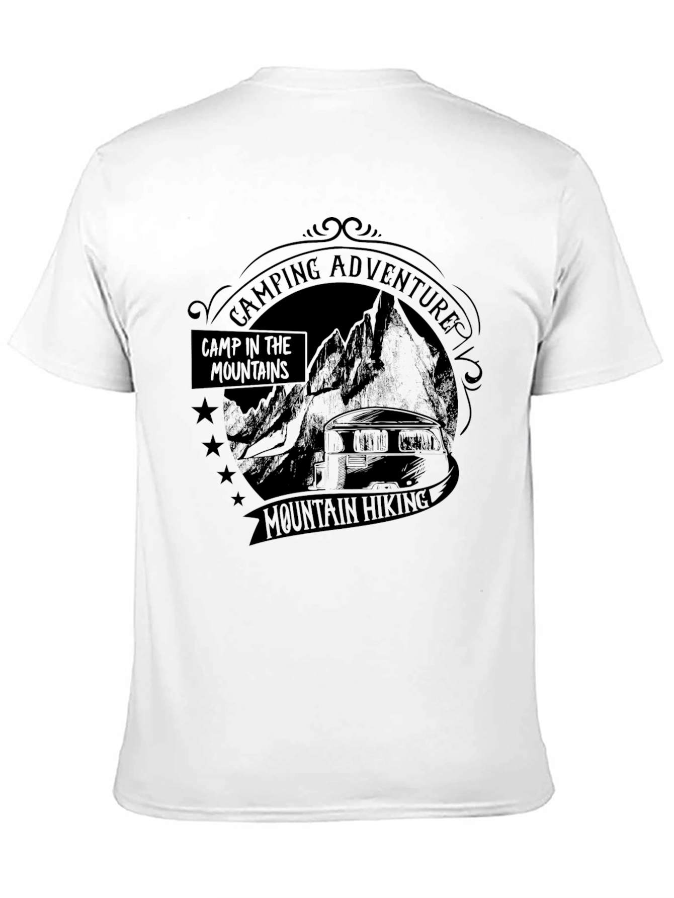 Camping Adventure Mountain Hiking Black T-Shirt