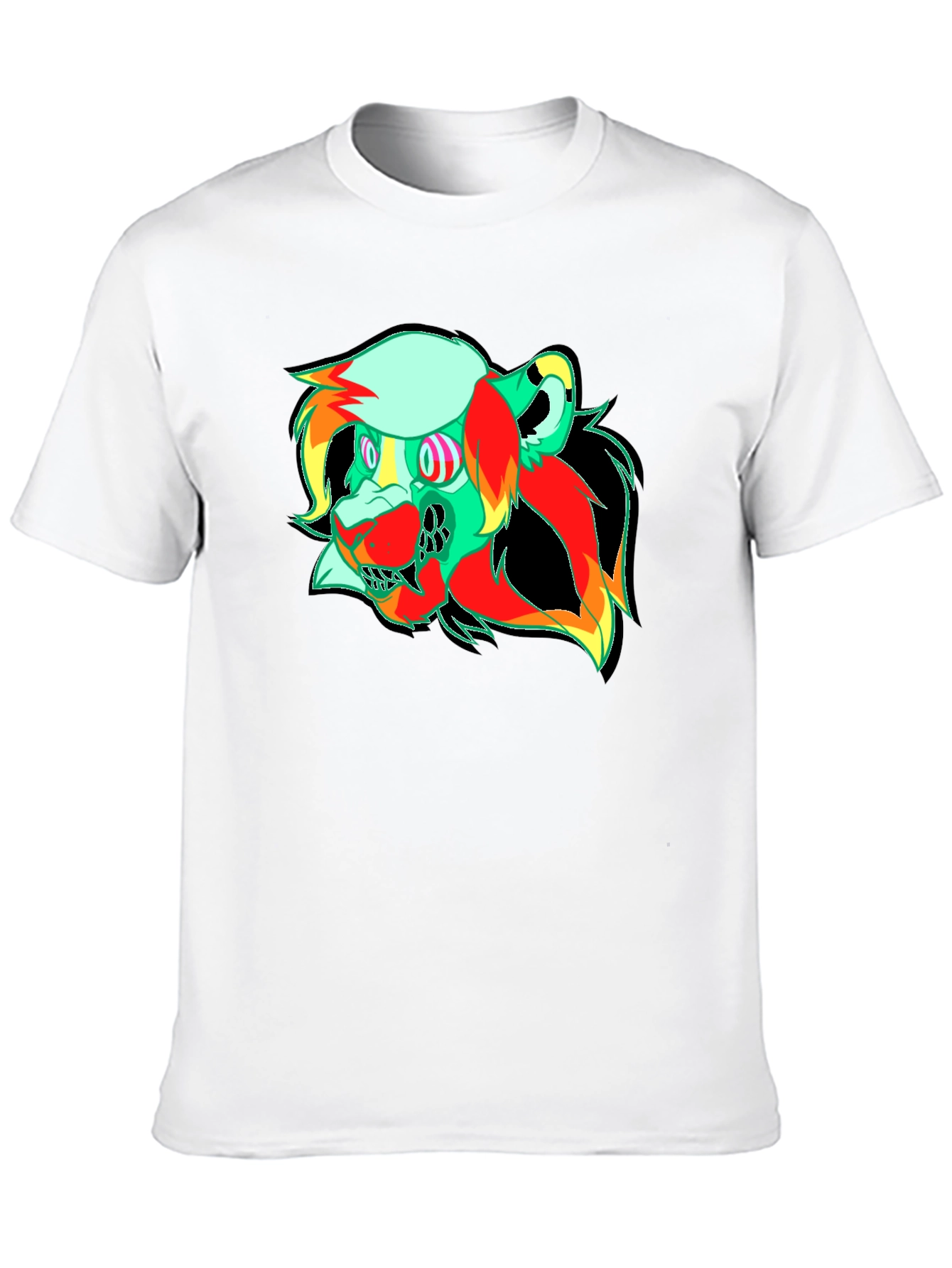 Vibrant Graphic Tee - Abstract Lion Head Design