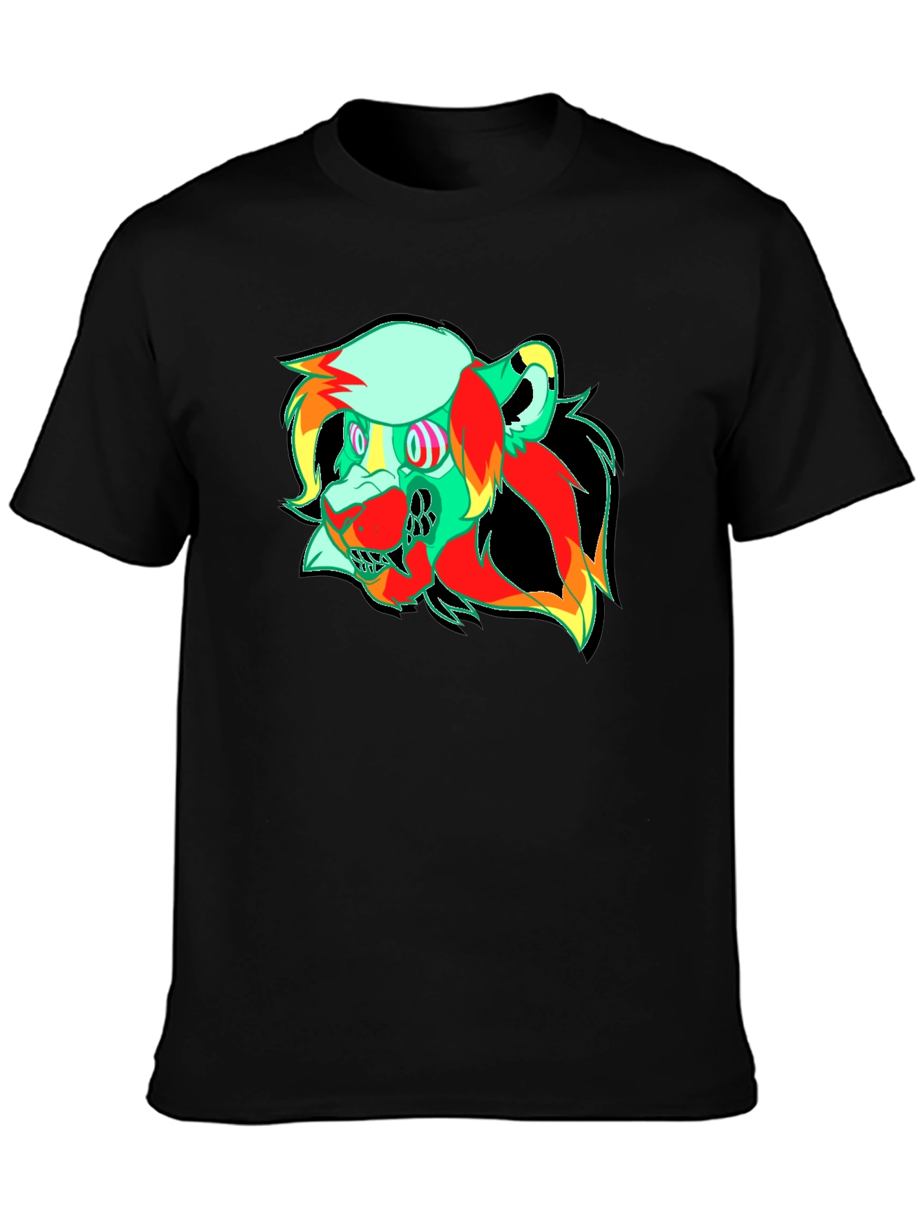 Vibrant Graphic Tee - Abstract Lion Head Design