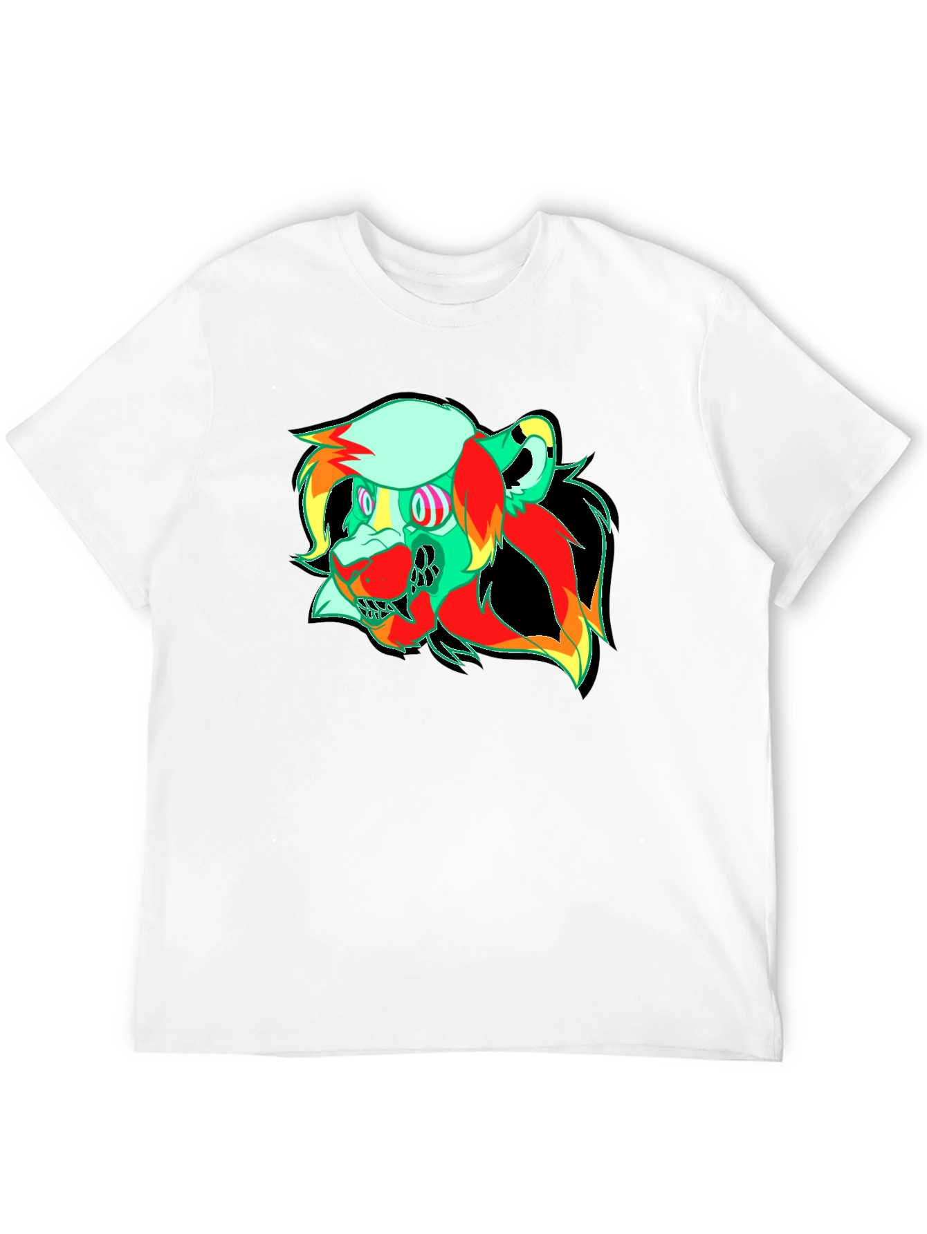 Vibrant Graphic Tee - Abstract Lion Head Design