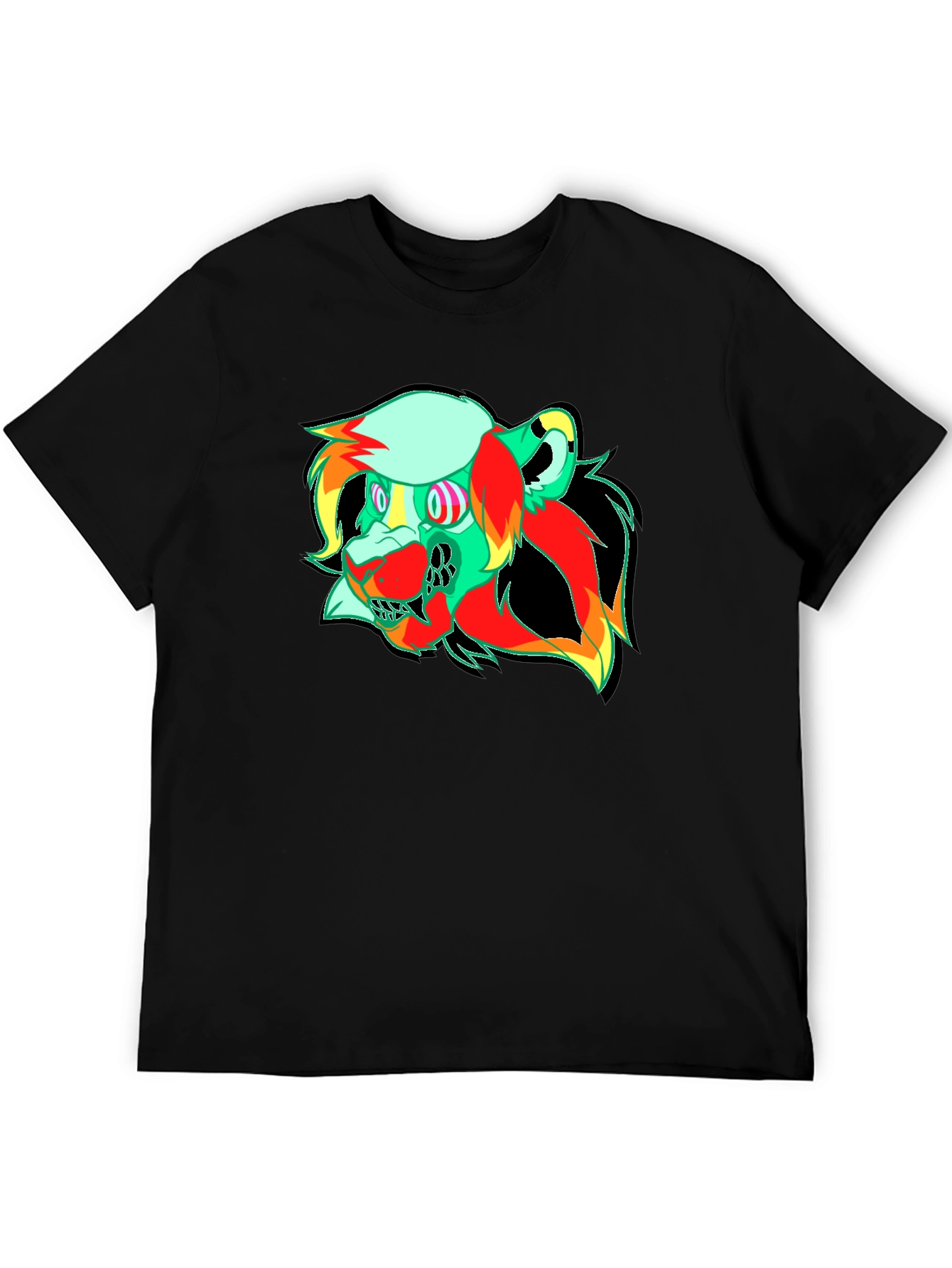 Vibrant Graphic Tee - Abstract Lion Head Design