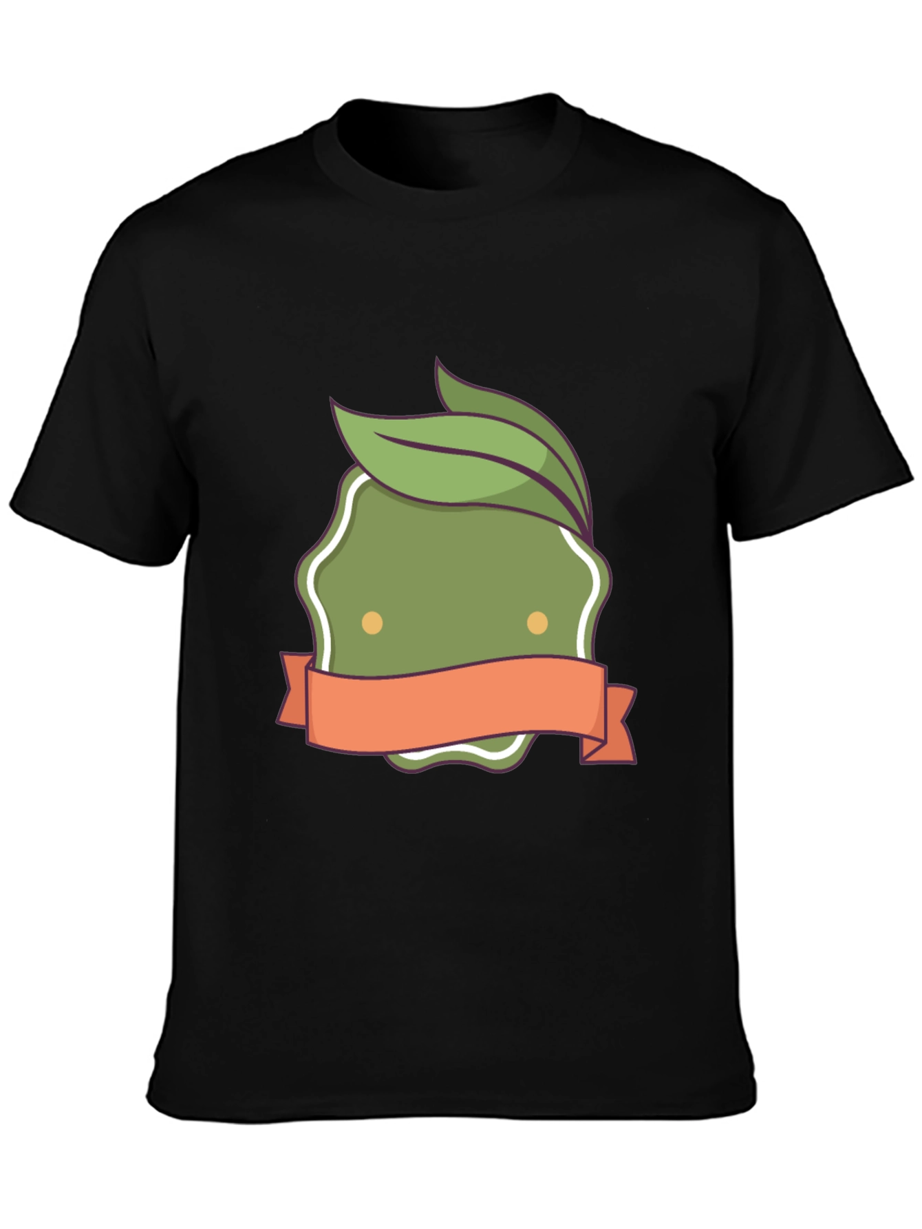 Olive Green Leaf Emblem Black T-Shirt