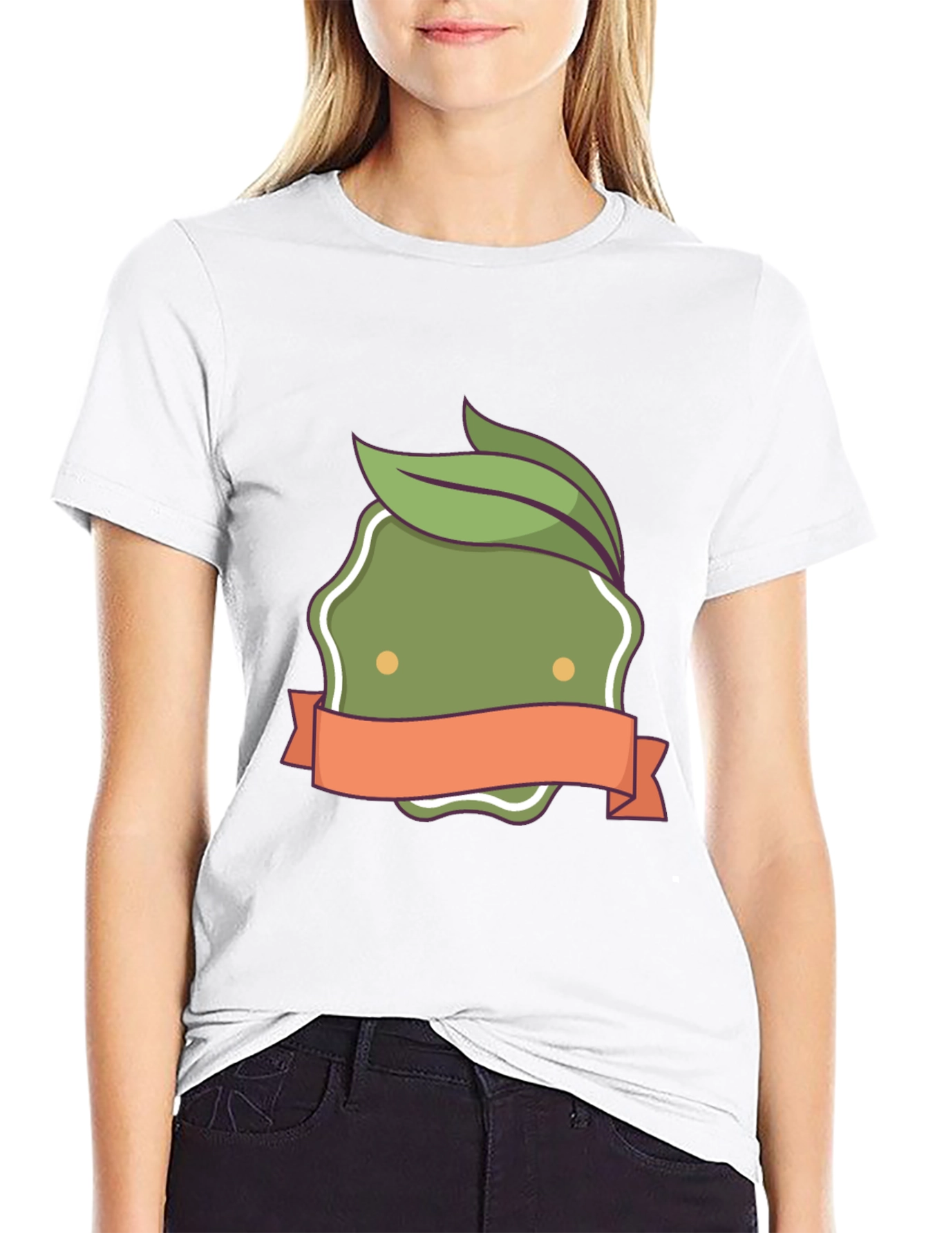 Olive Green Leaf Emblem Black T-Shirt