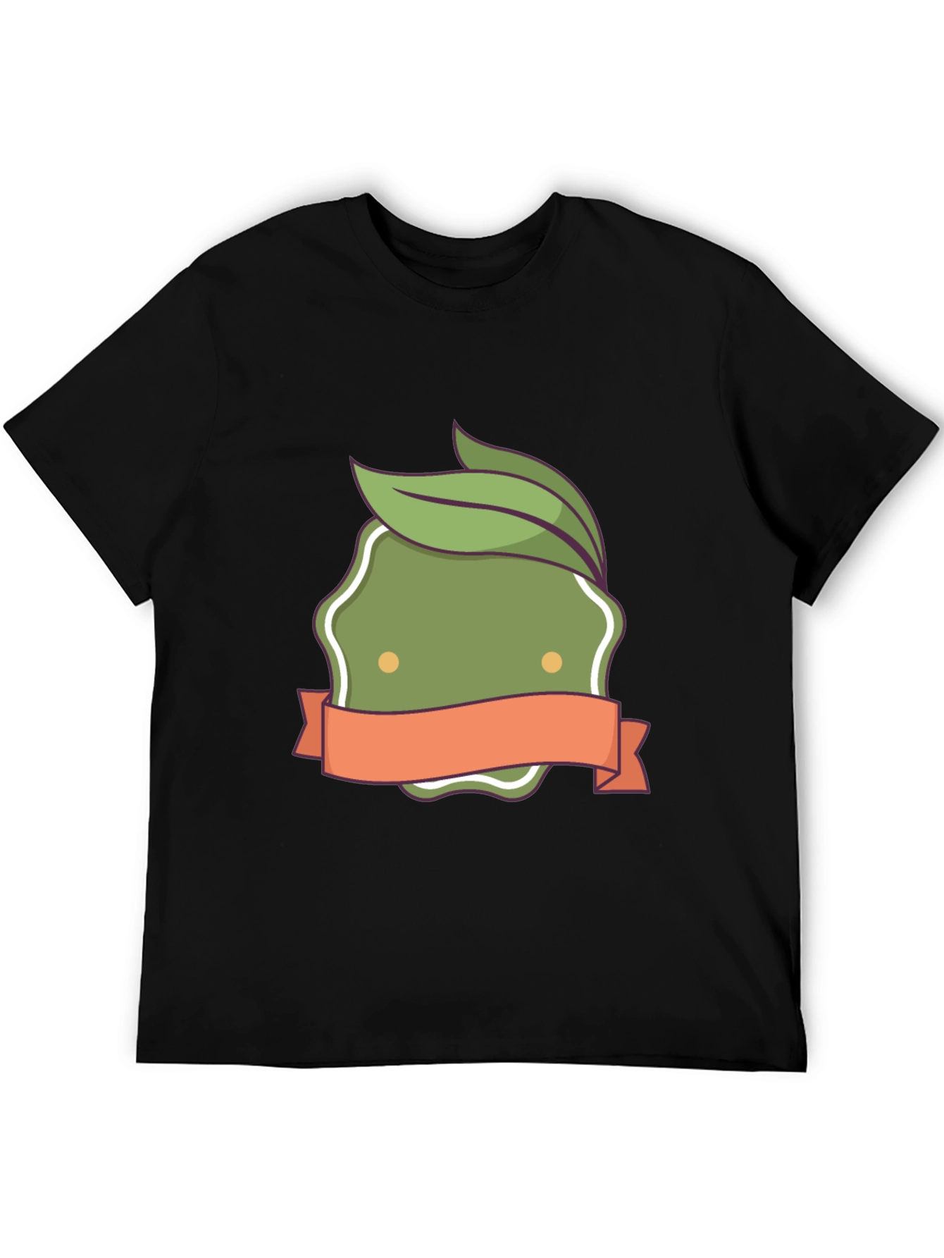 Olive Green Leaf Emblem Black T-Shirt