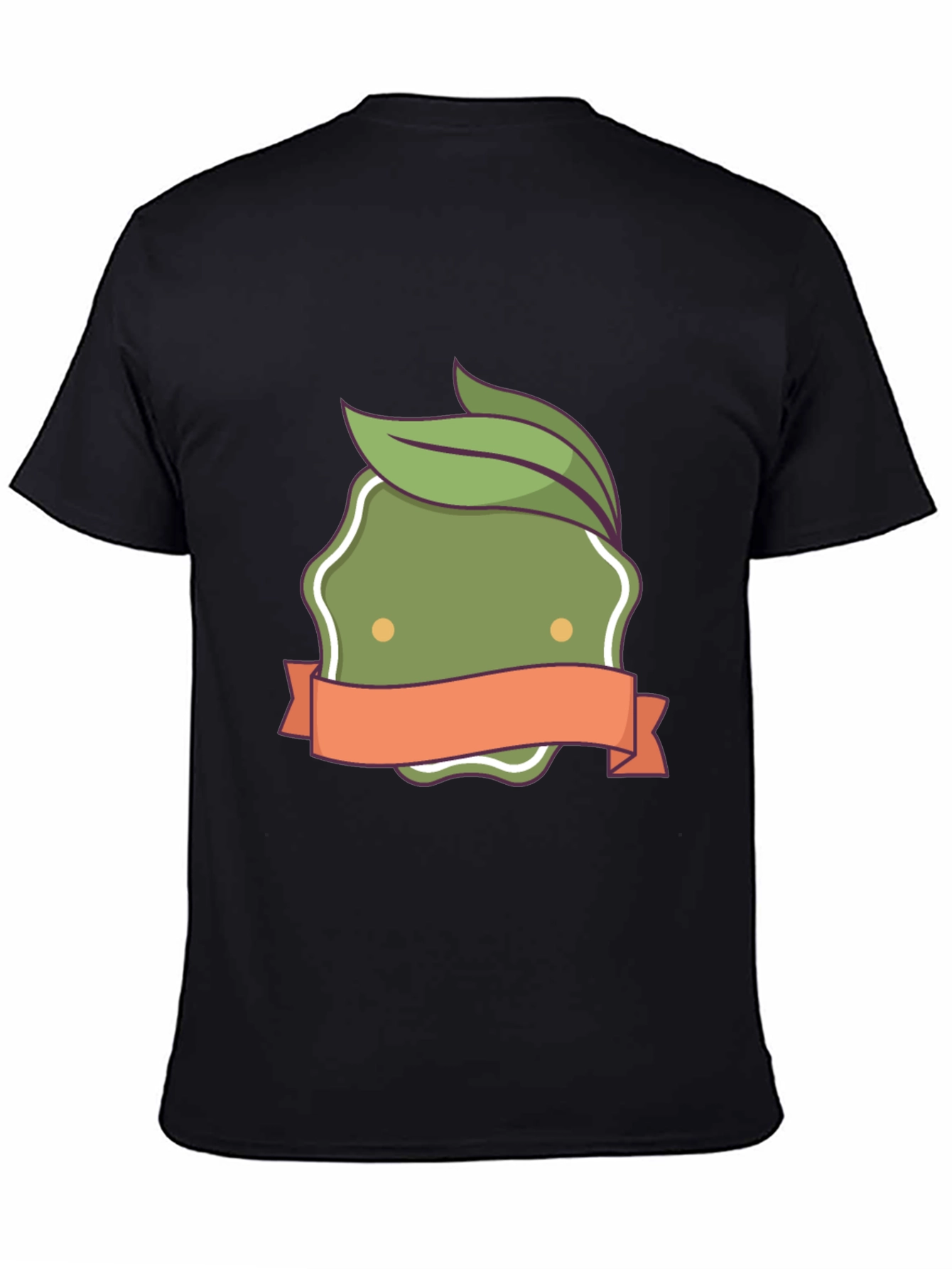 Olive Green Leaf Emblem Black T-Shirt