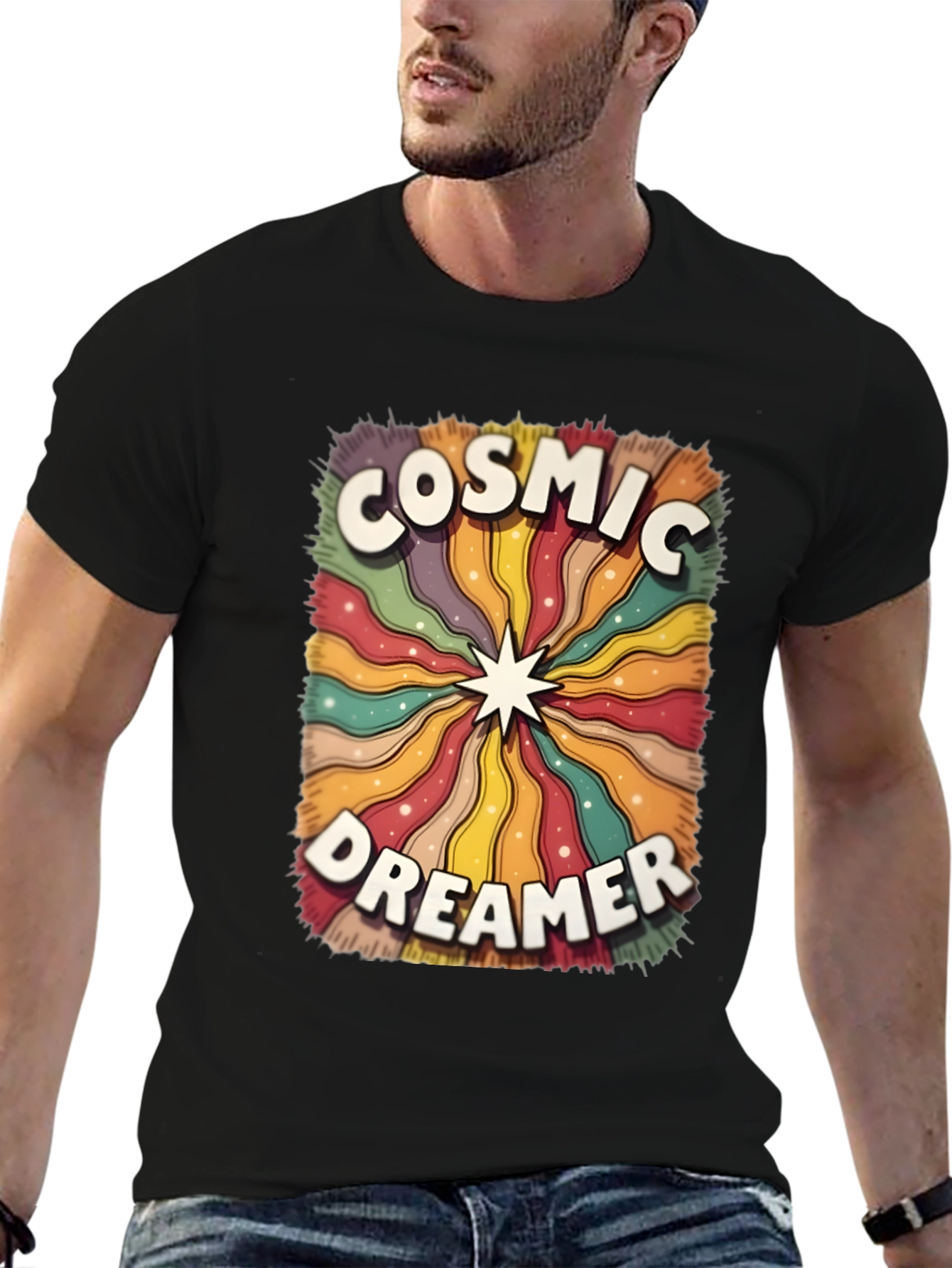 Cosmic Dreamer Graphic T-Shirt - Retro Style