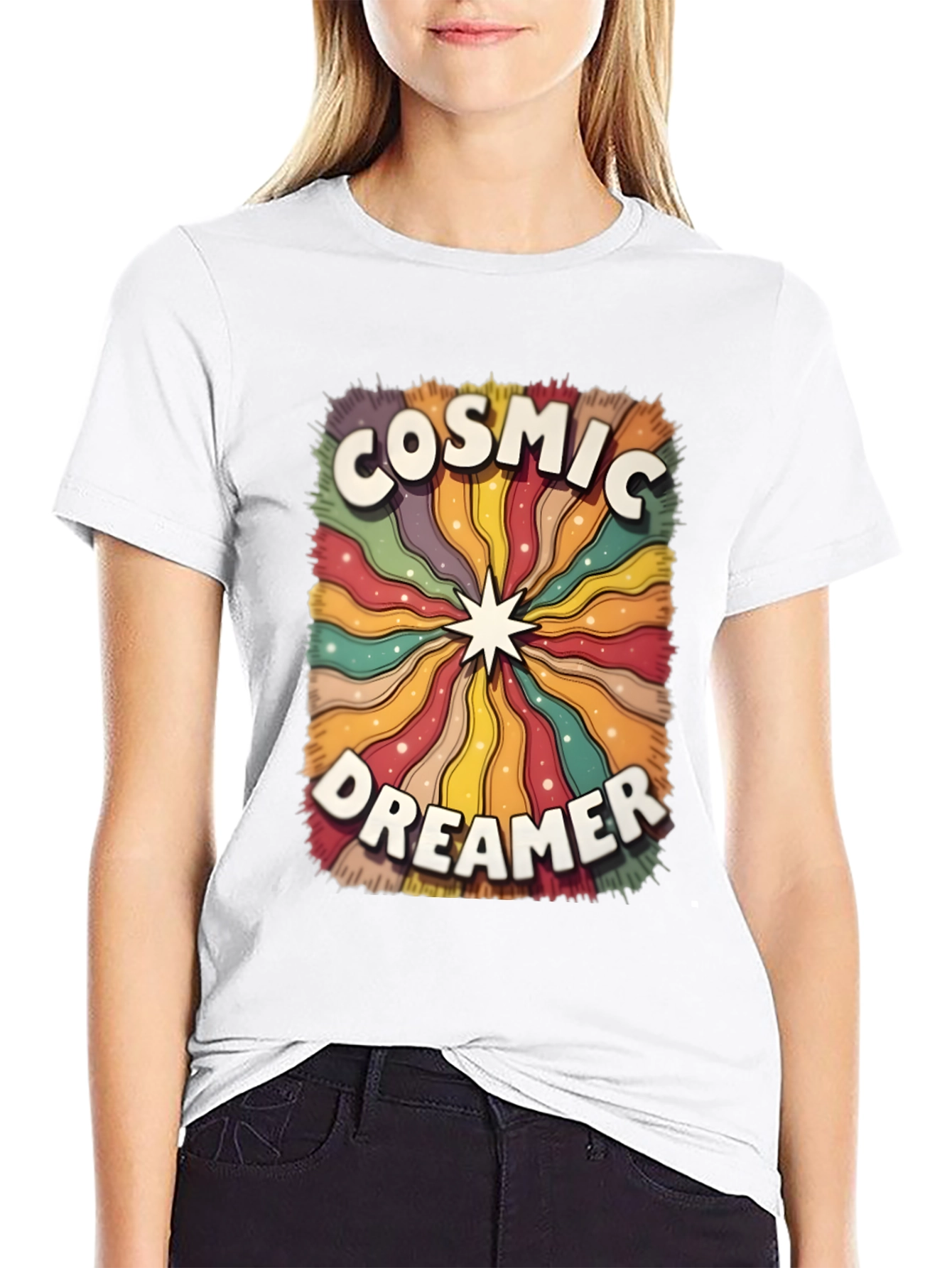 Cosmic Dreamer Graphic T-Shirt - Retro Style