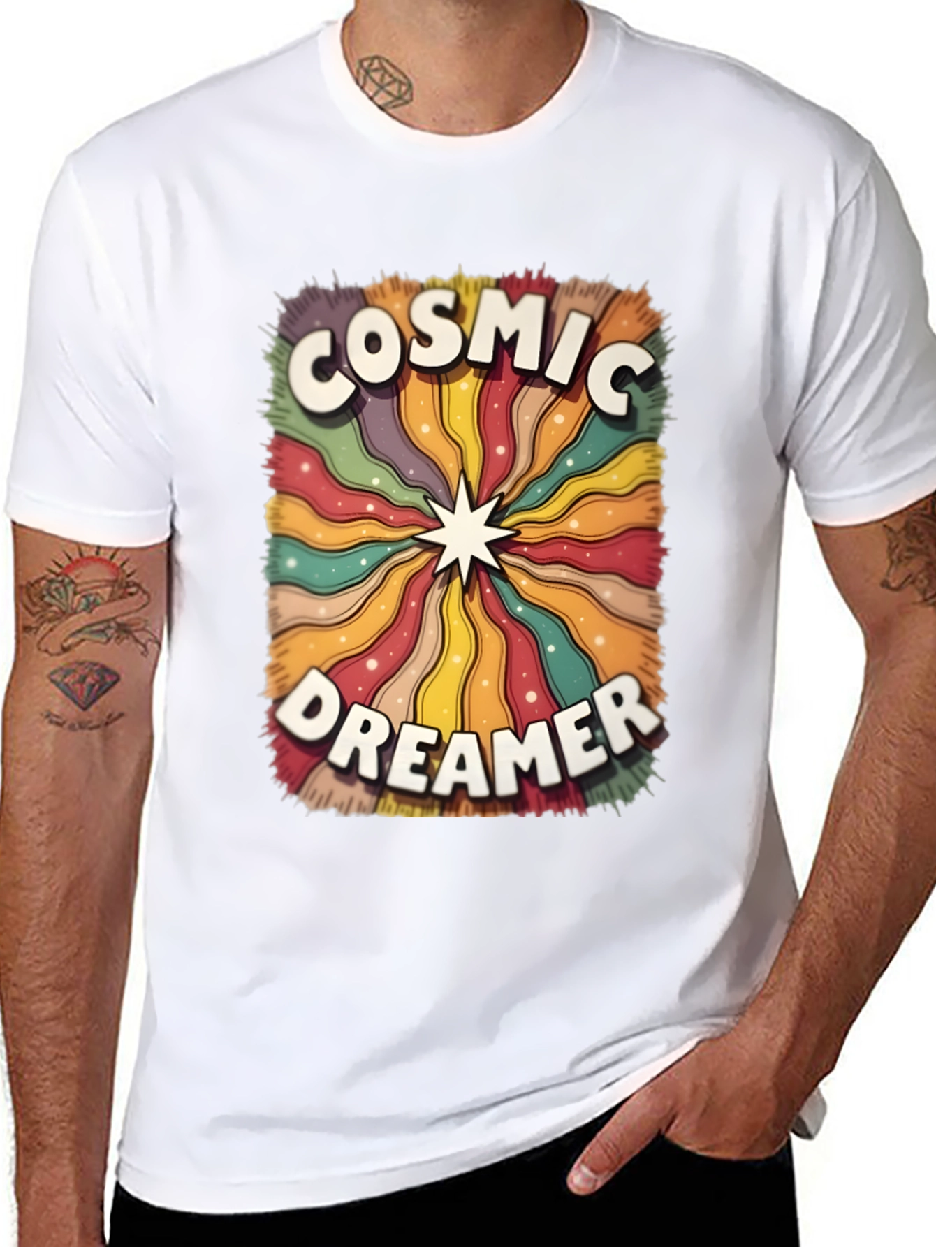Cosmic Dreamer Graphic T-Shirt - Retro Style