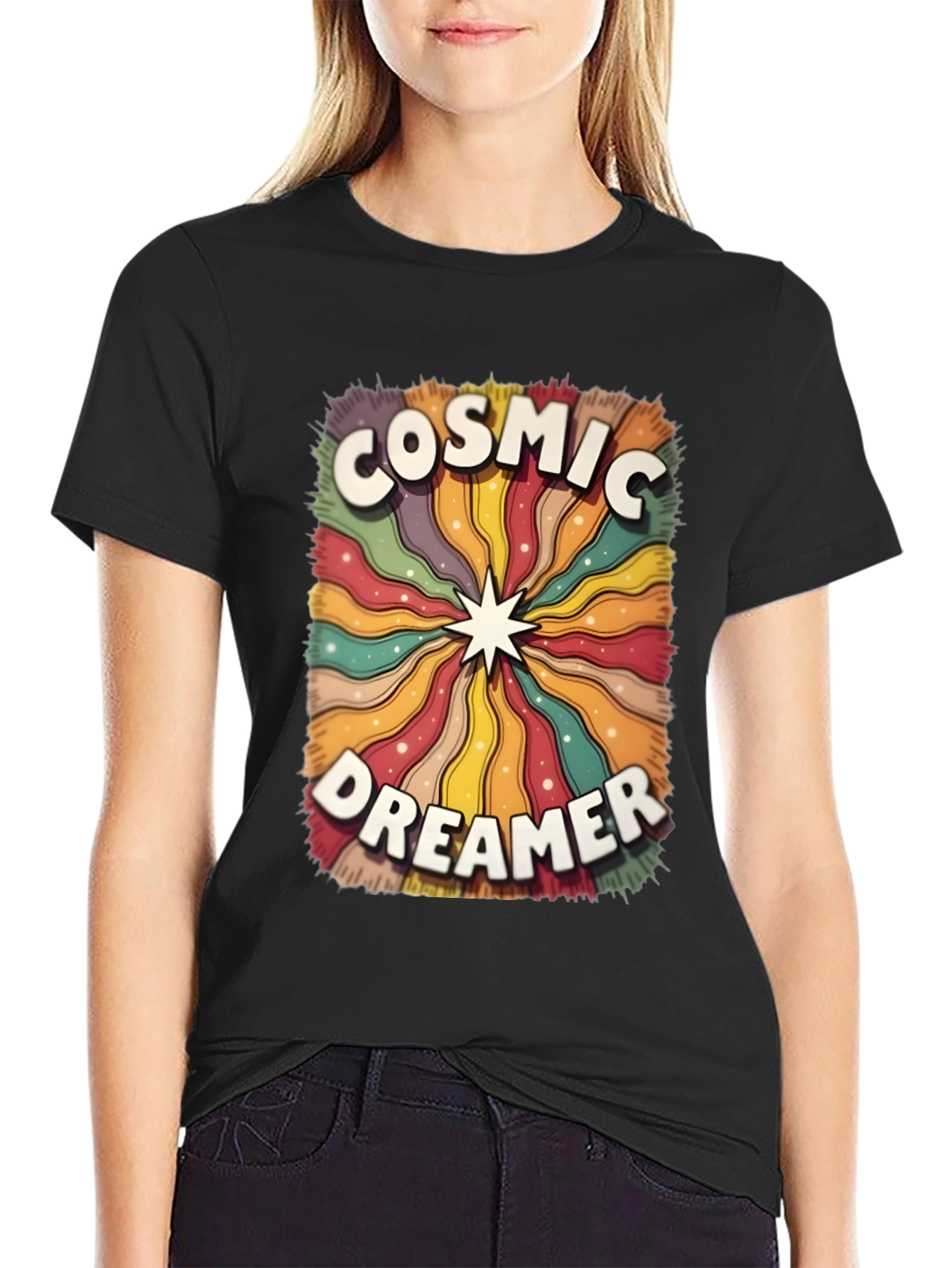 Cosmic Dreamer Graphic T-Shirt - Retro Style