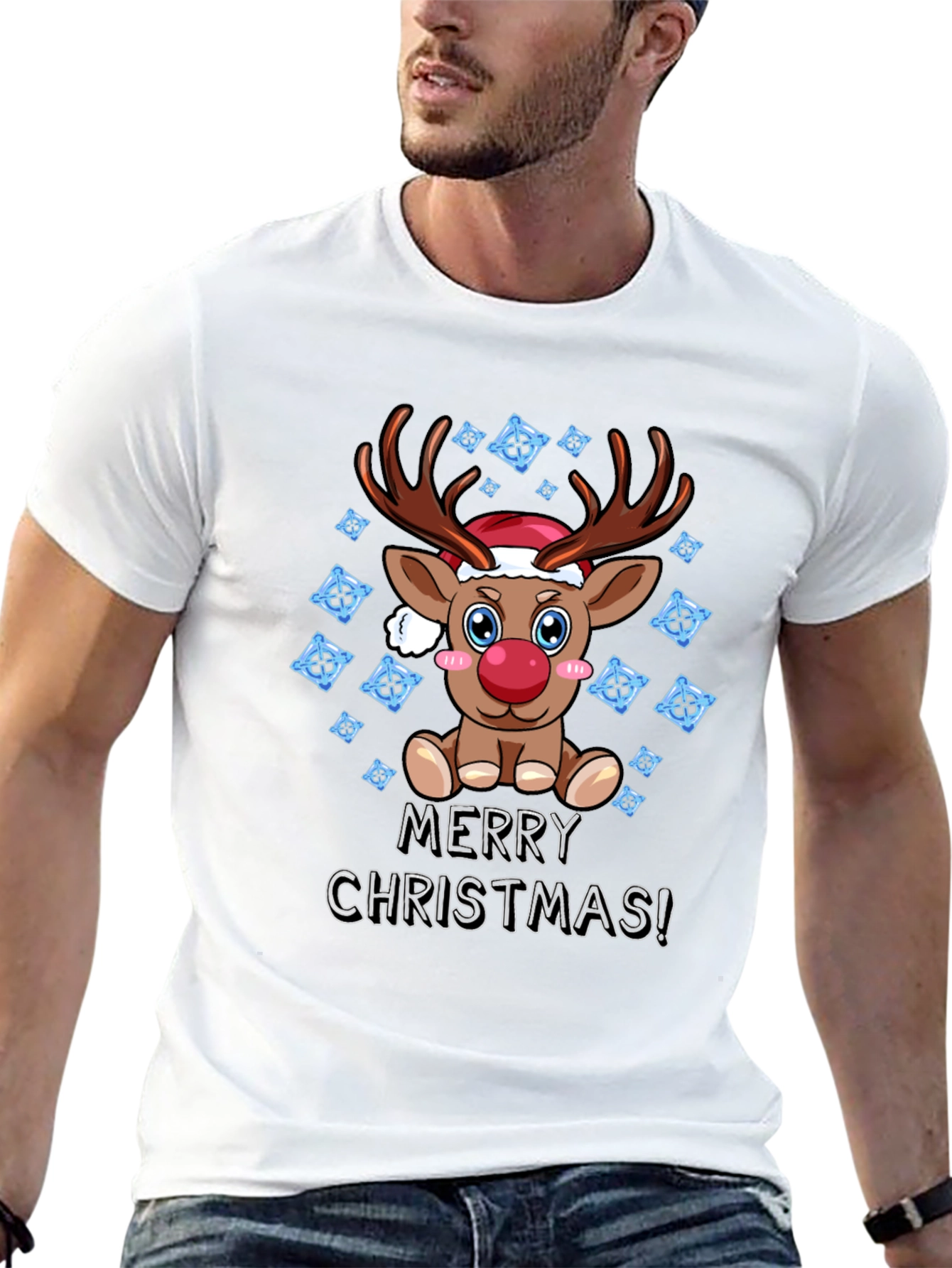 Reindeer Merry Christmas Graphic T-Shirt
