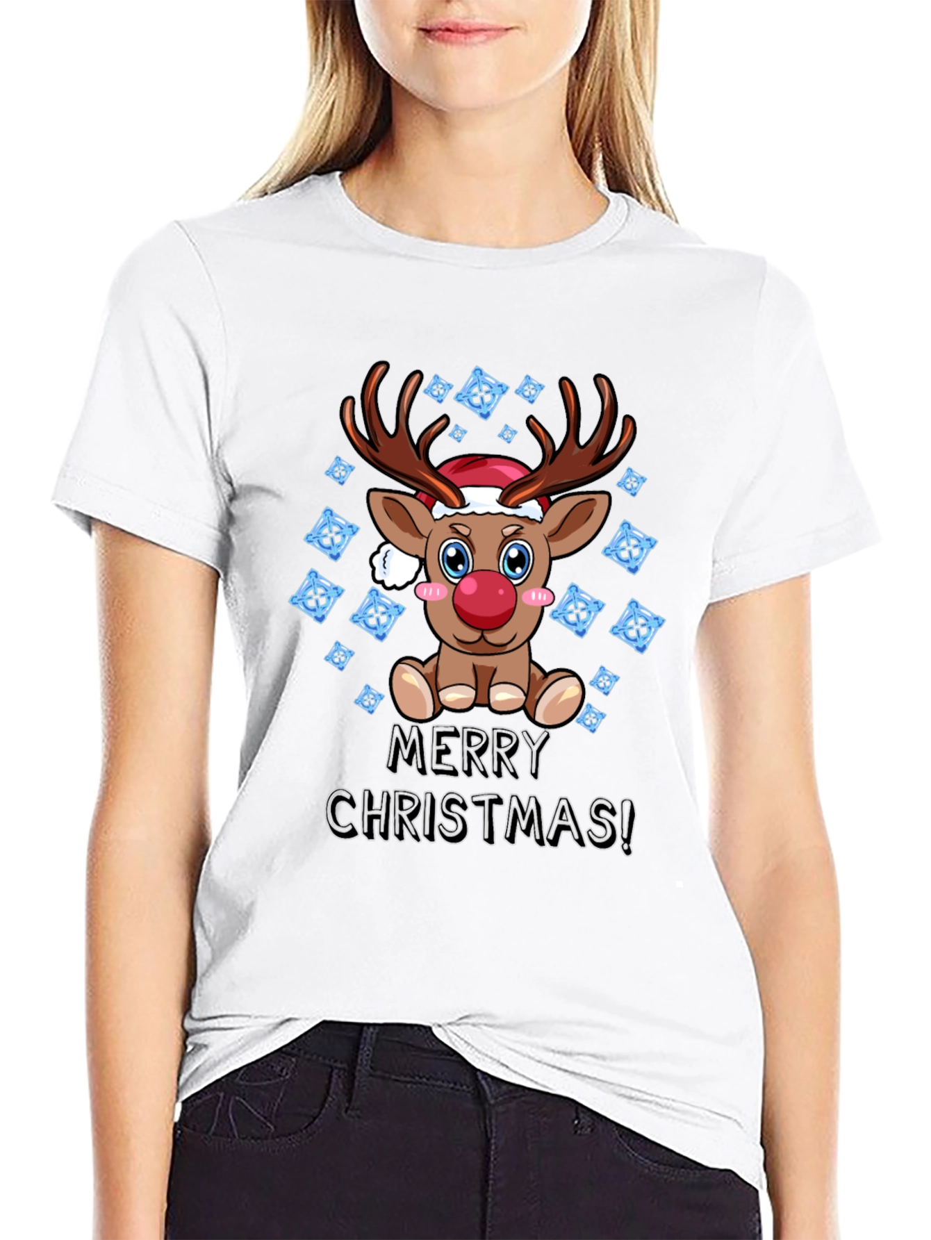 Reindeer Merry Christmas Graphic T-Shirt