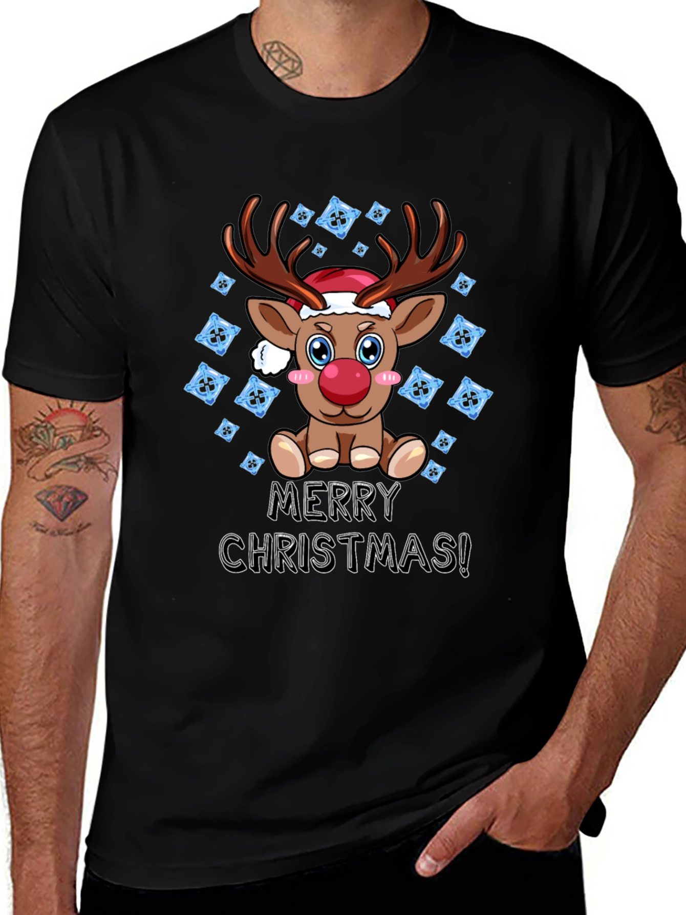 Reindeer Merry Christmas Graphic T-Shirt