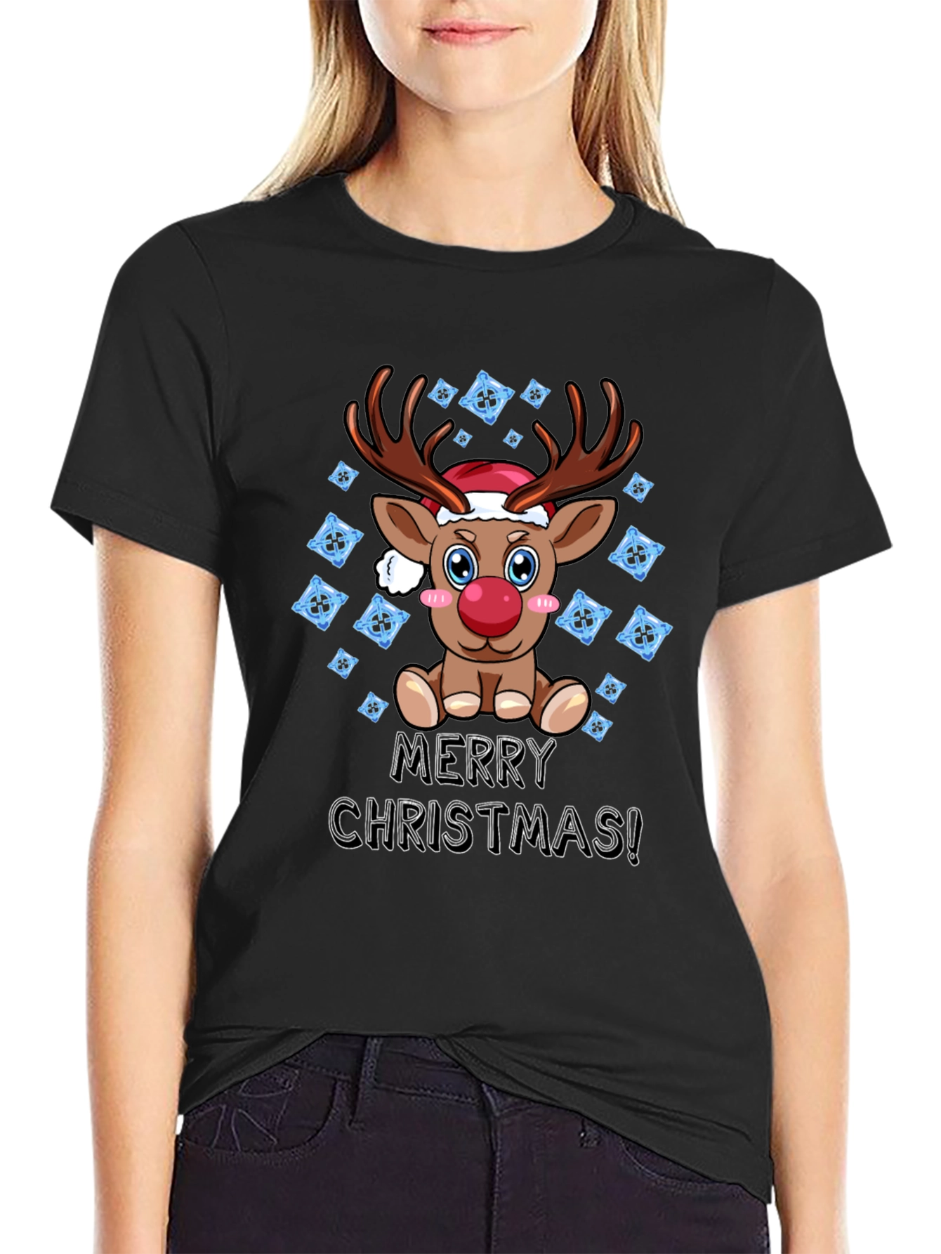 Reindeer Merry Christmas Graphic T-Shirt