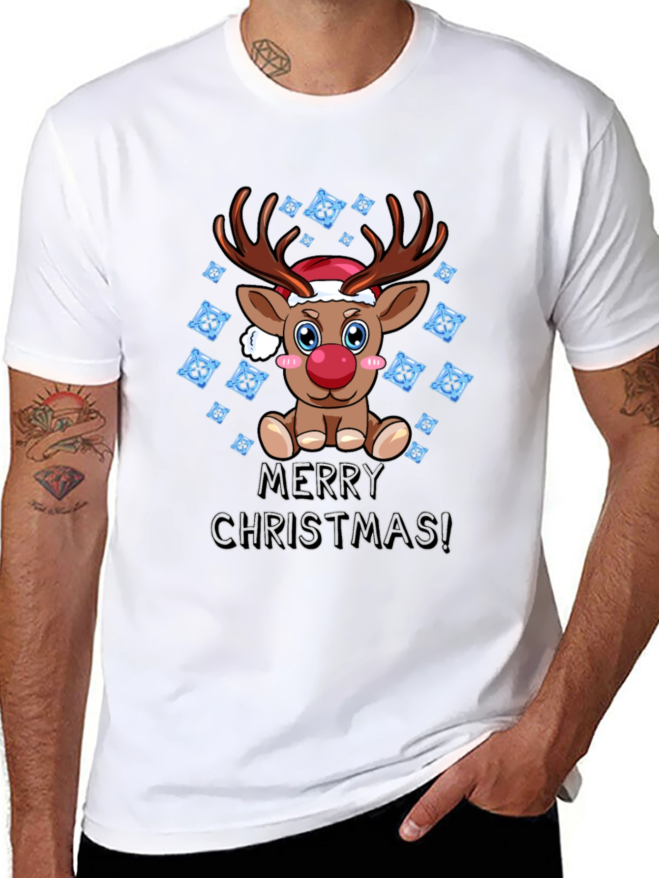 Reindeer Merry Christmas Graphic T-Shirt