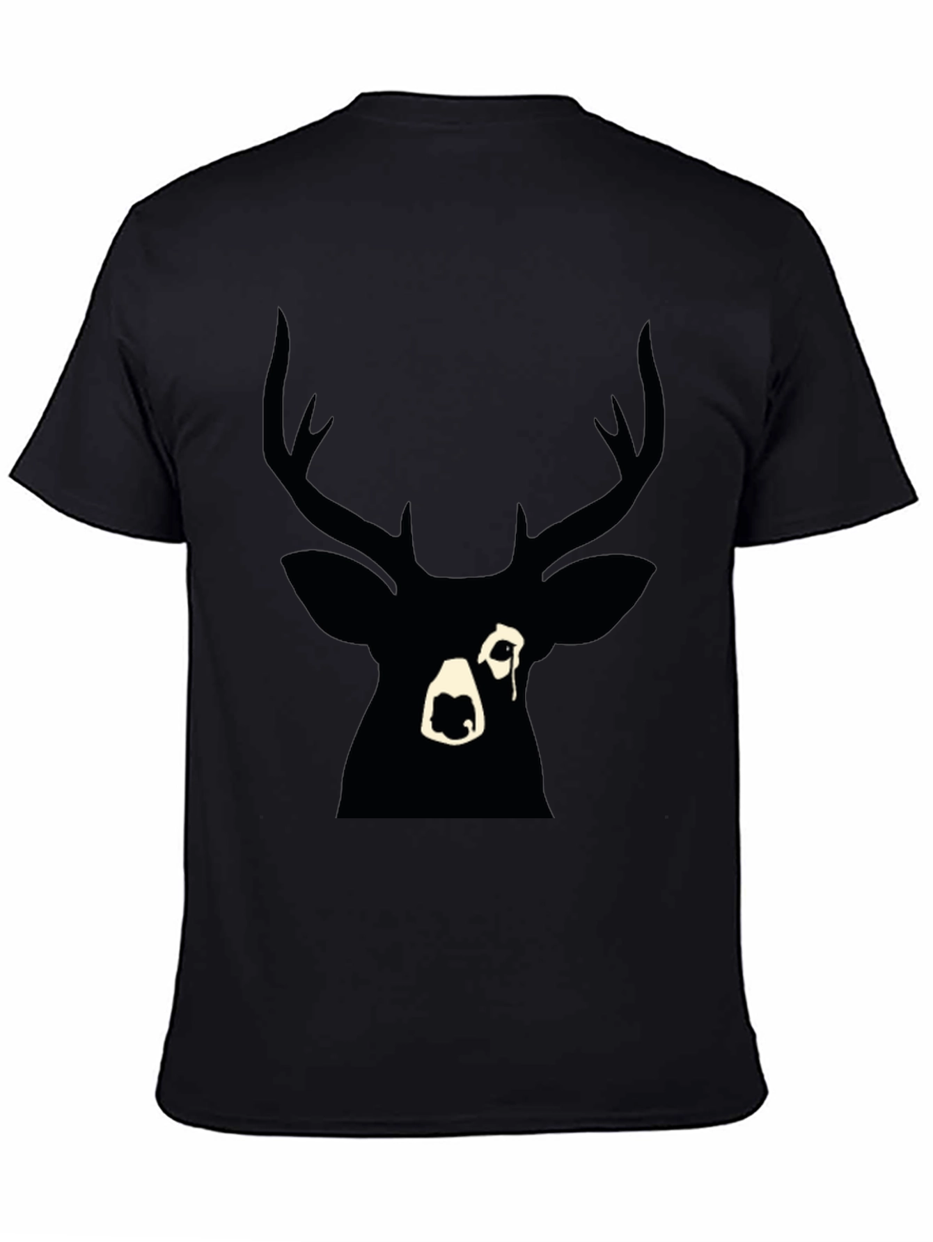 Black Deer Graphic Print T-Shirt - Modern Style