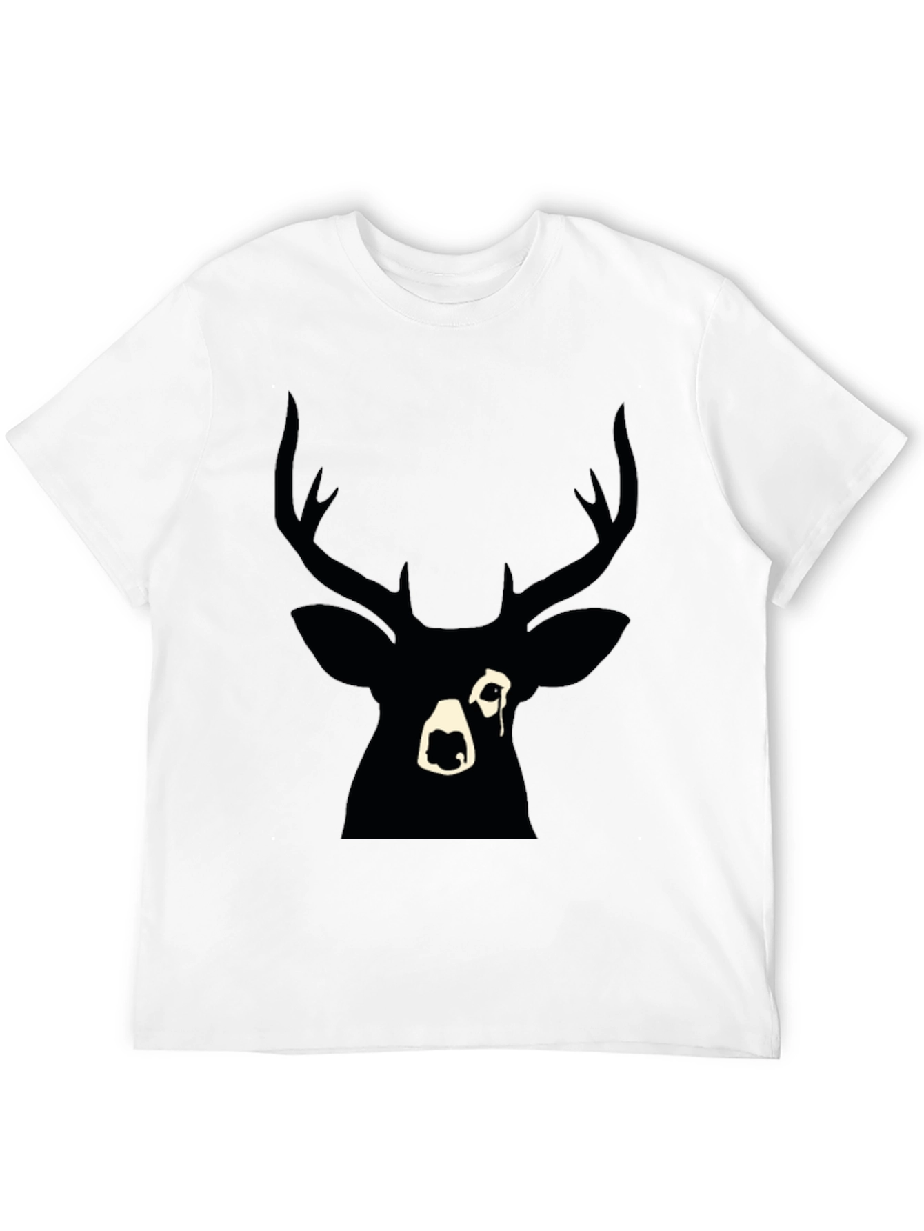 Black Deer Graphic Print T-Shirt - Modern Style
