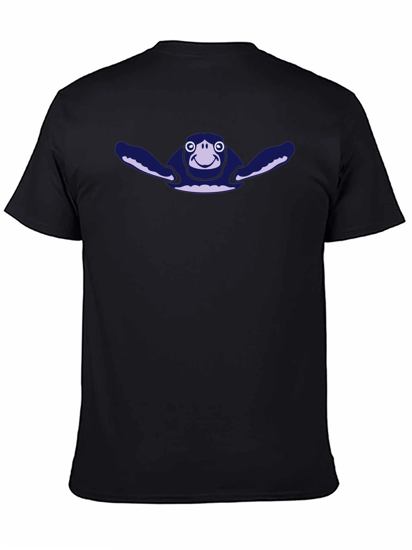 Mens Black T-Shirt with Cartoon Turtle Graphic