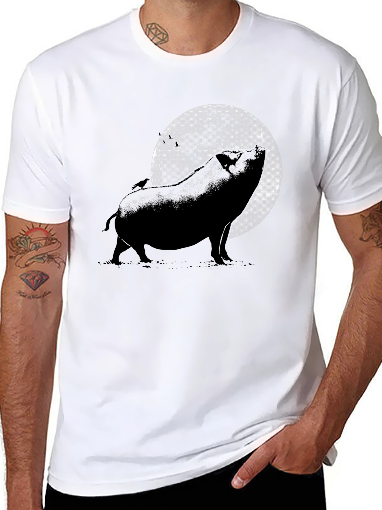 Pig Howling at the Moon Graphic Tee