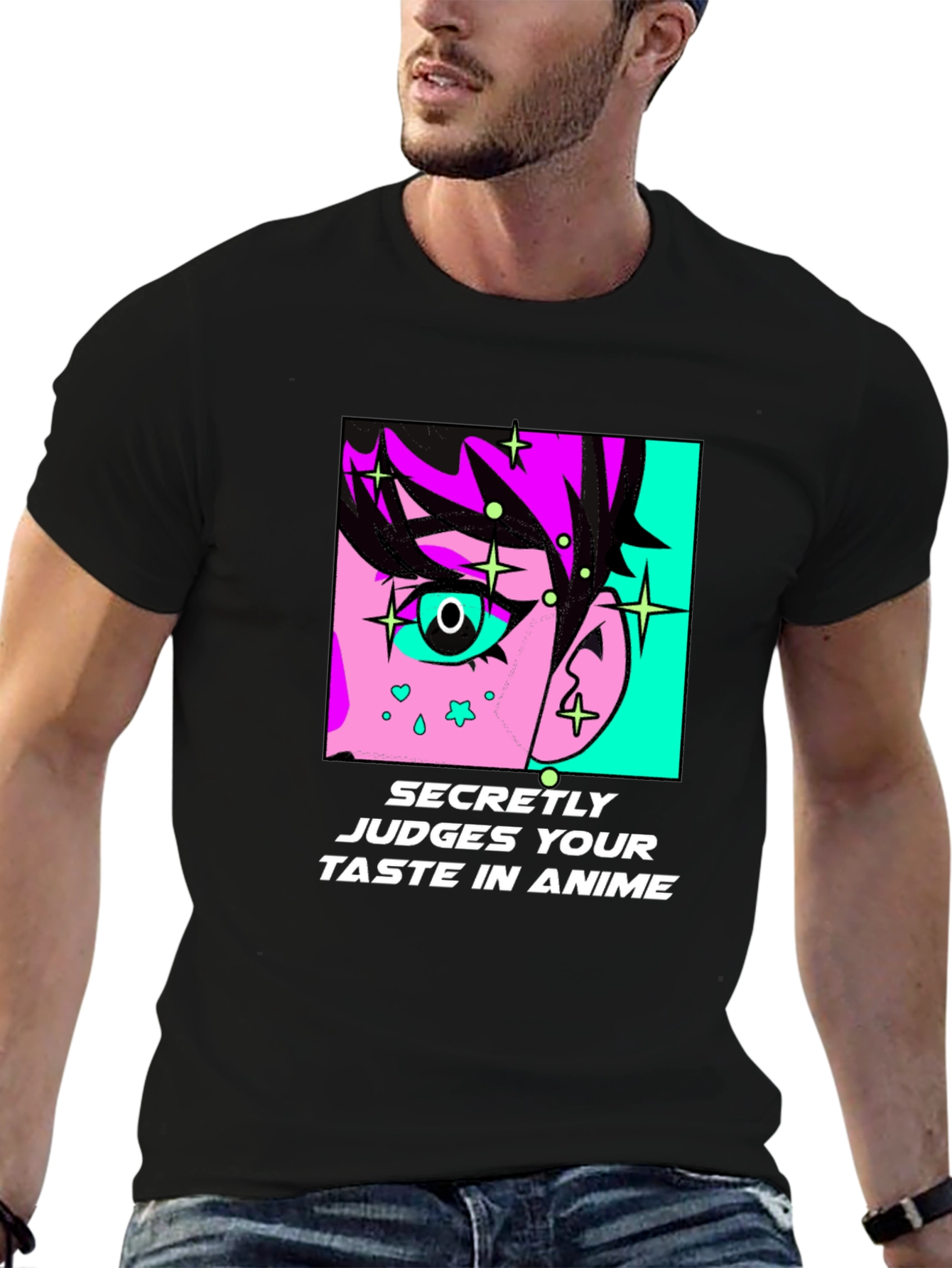 Secretly Judges Anime Taste Black T-Shirt