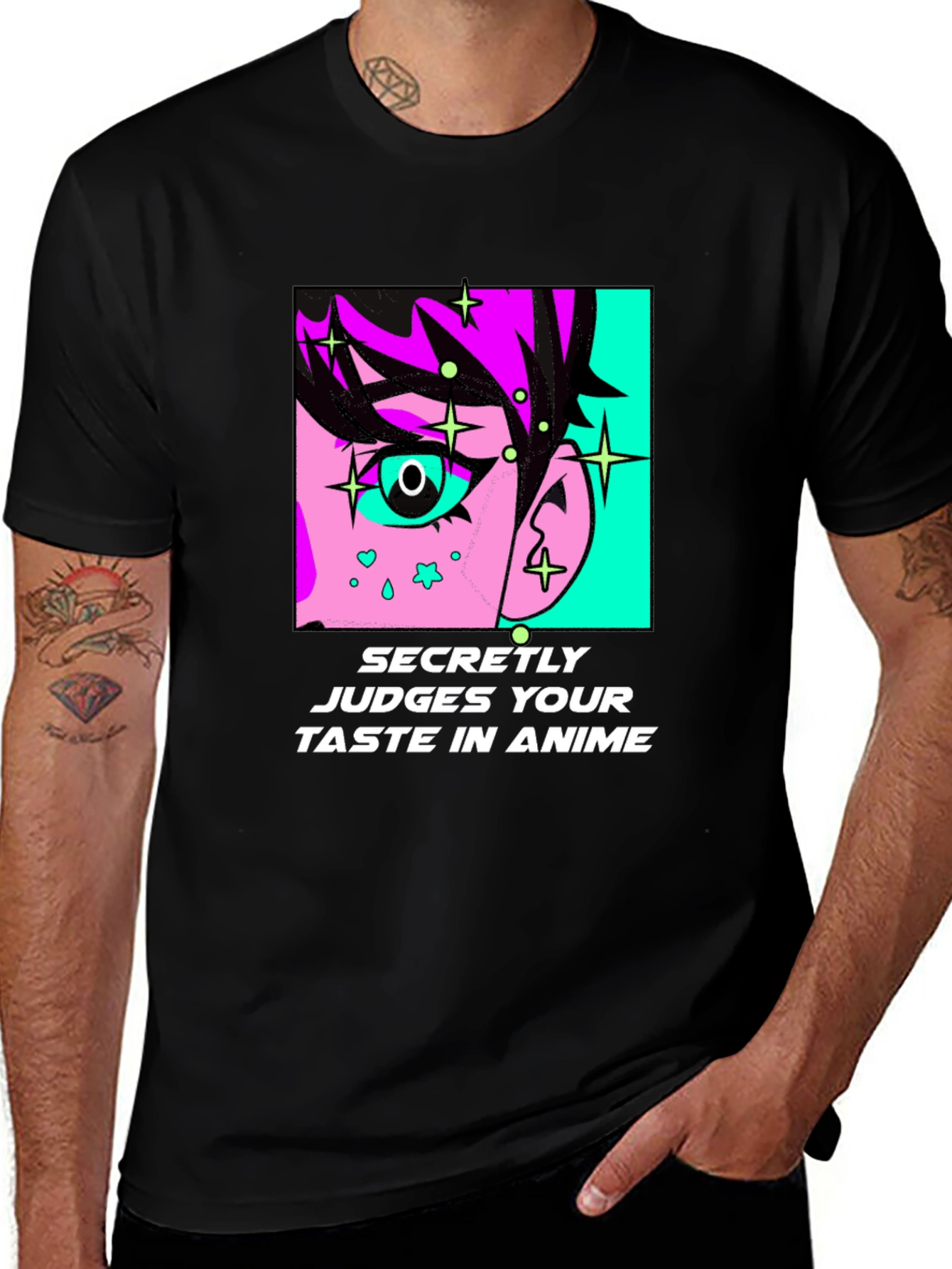Secretly Judges Anime Taste Black T-Shirt