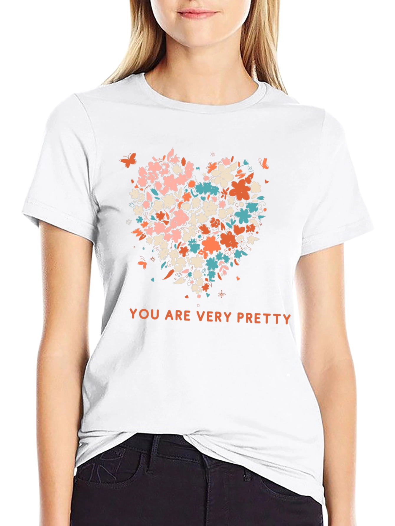 Floral Heart T-Shirt - You Are Very Pretty