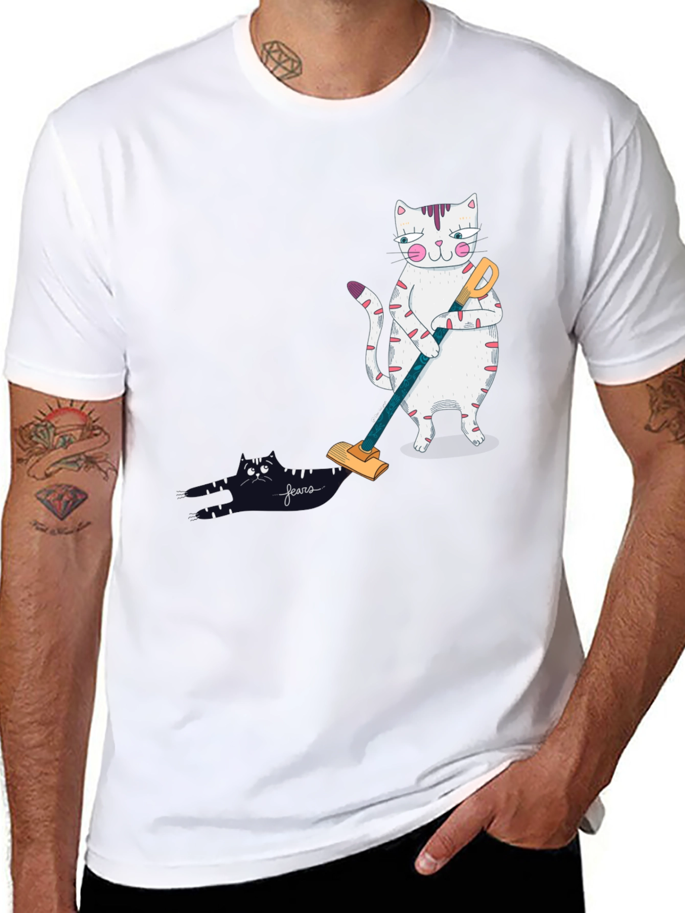 Funny Cat Vacuuming T-Shirt