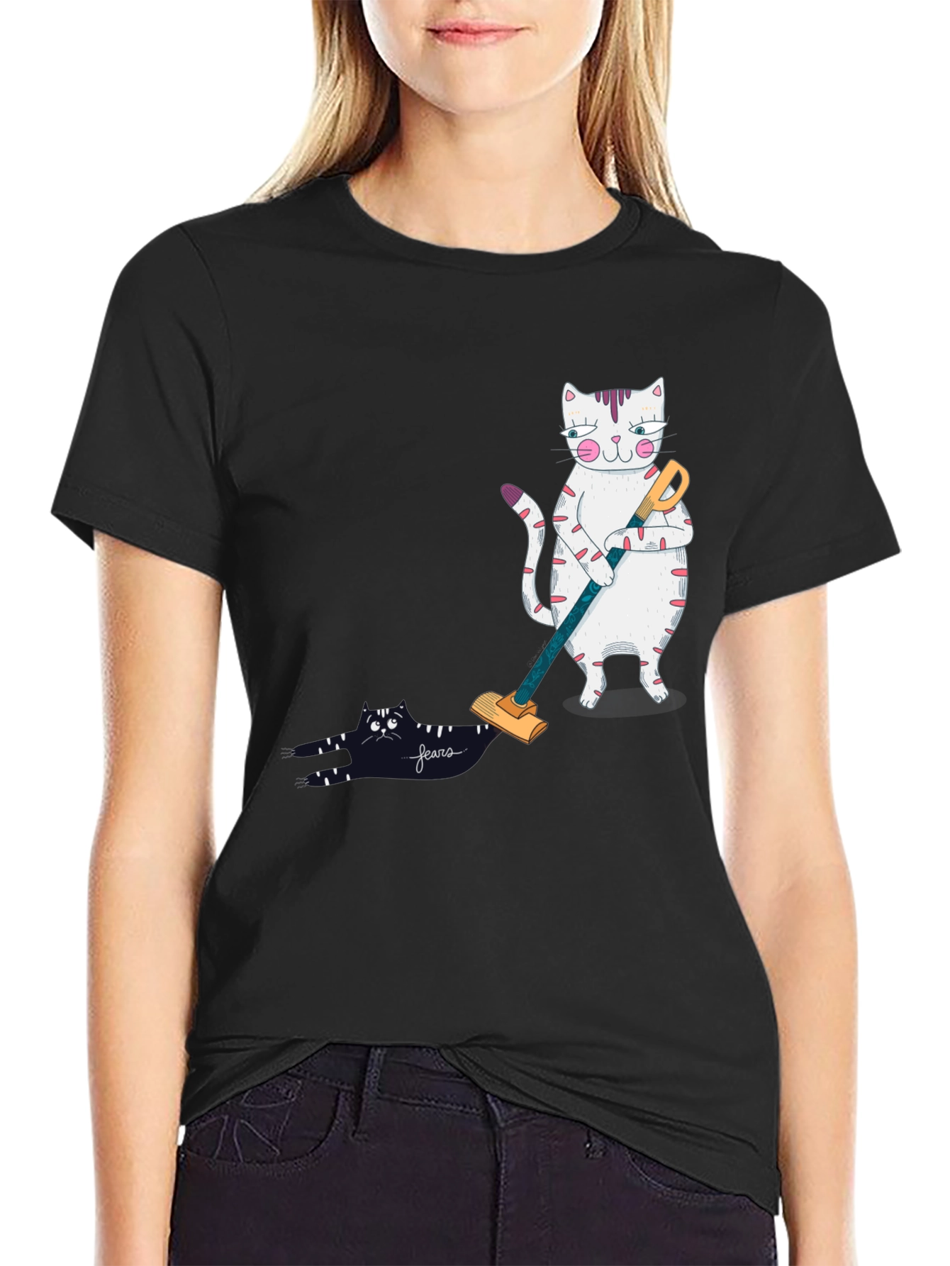 Funny Cat Vacuuming T-Shirt