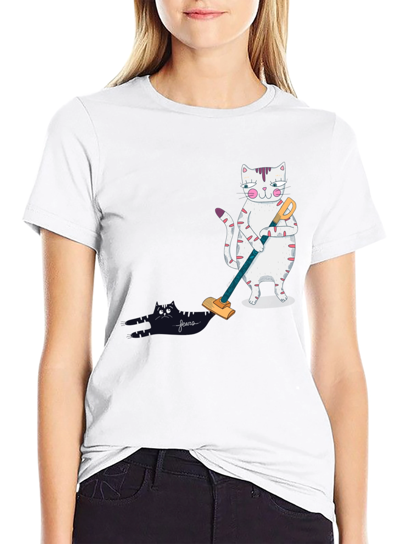 Funny Cat Vacuuming T-Shirt