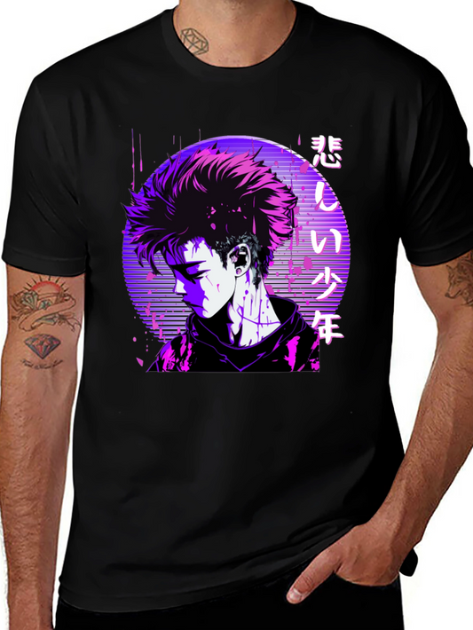 Anime Graphic T-Shirt - Sad Boy Aesthetic