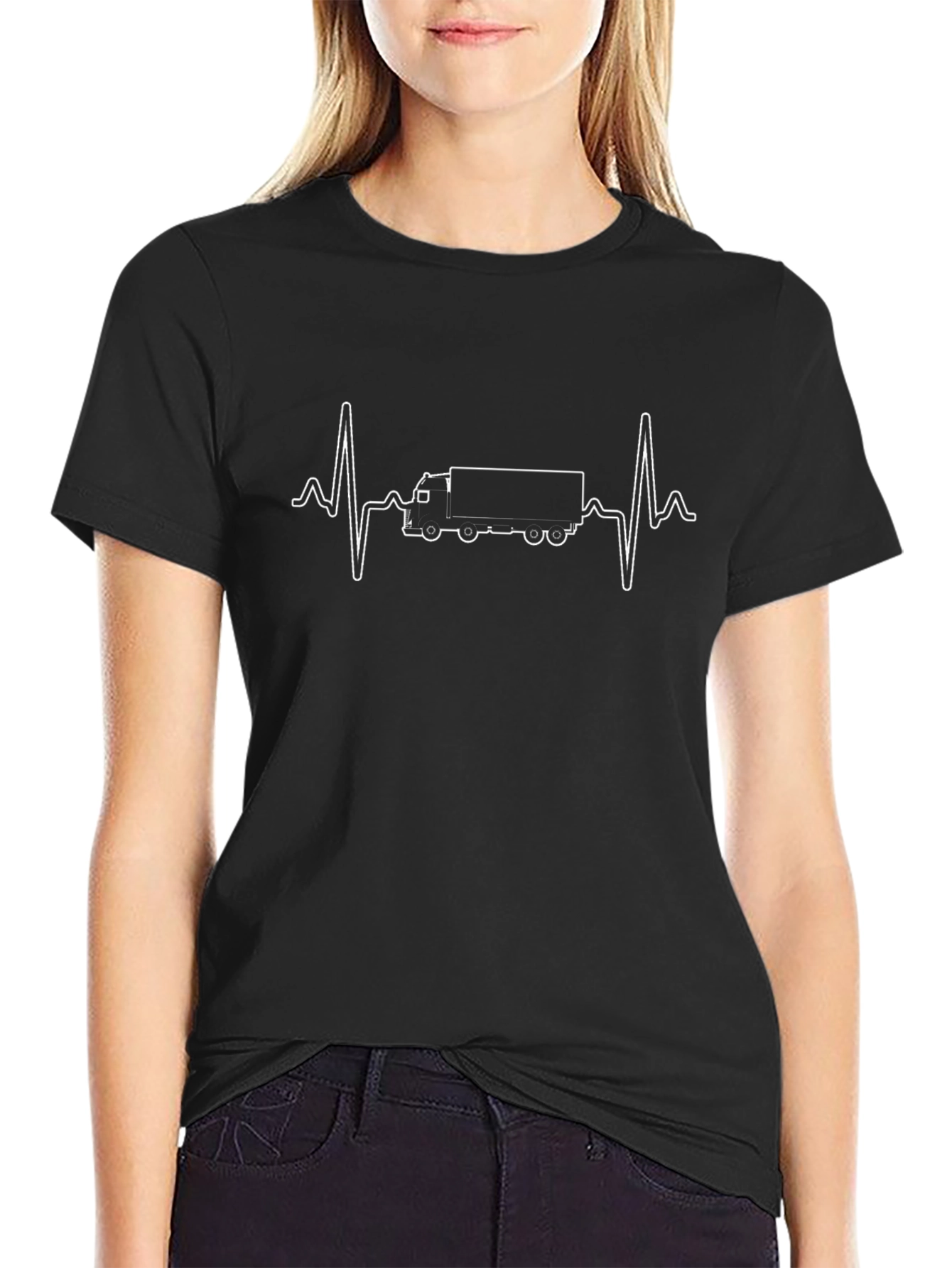 Trucker Heartbeat Black T-Shirt
