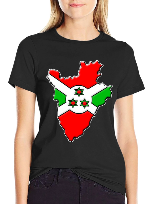 Burundi Flag Map T-Shirt - Black