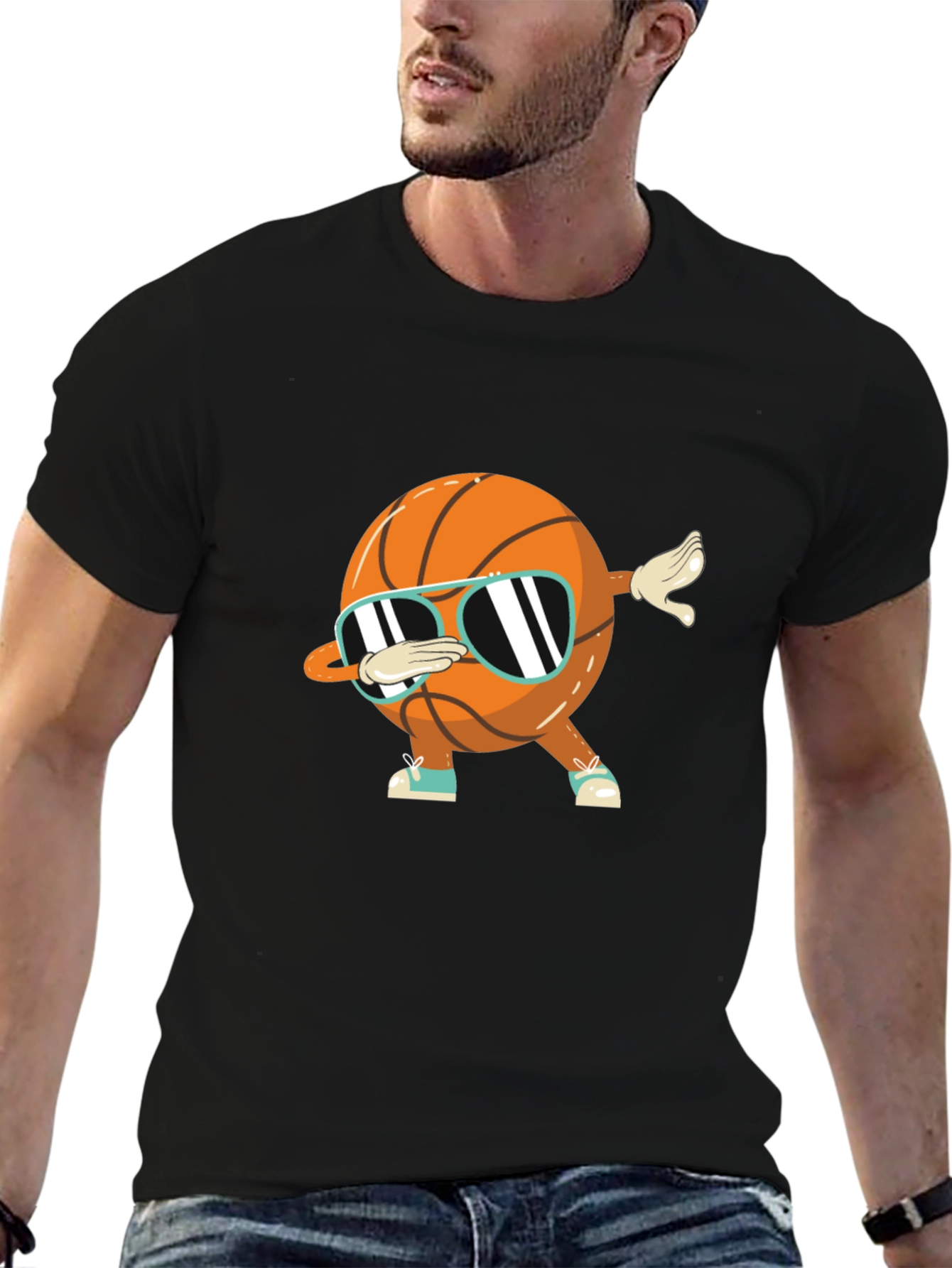 Dabbing Basketball Graphic Tee - Black