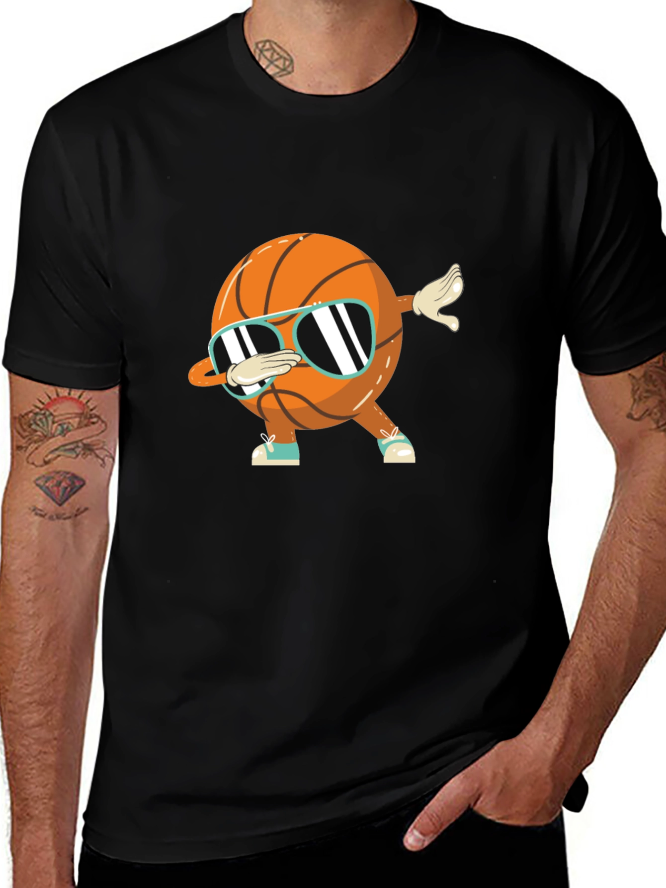 Dabbing Basketball Graphic Tee - Black