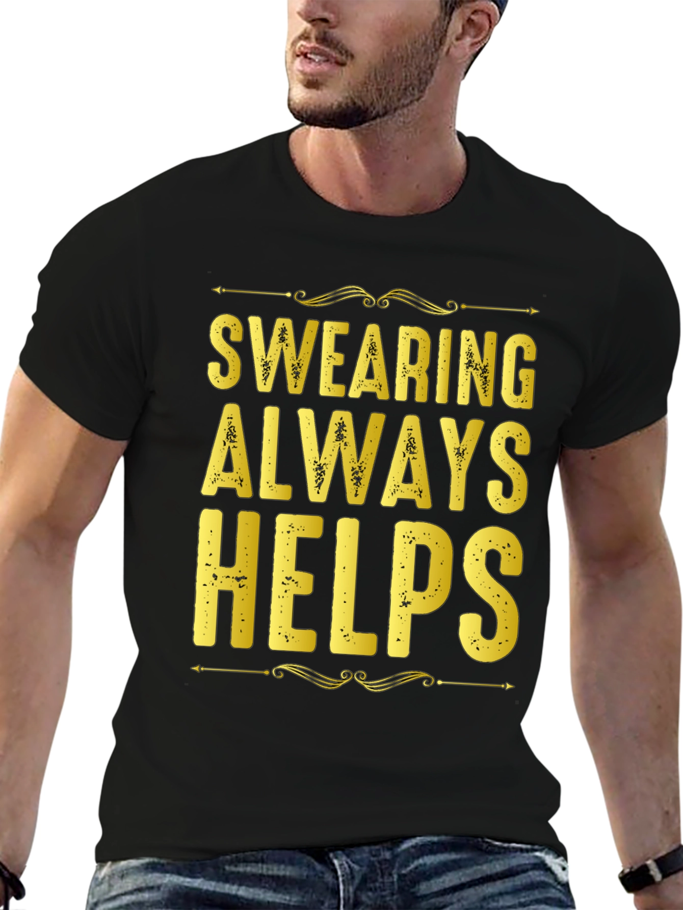Swearing Always Helps Graphic Tee - Black T-Shirt