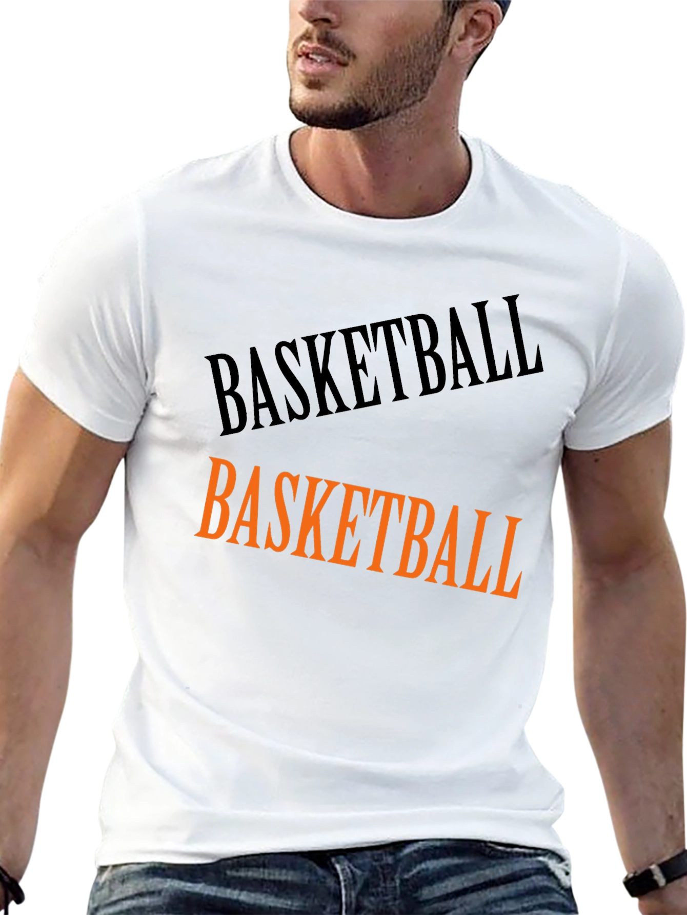 Basketball Graphic Tee - Black Cotton T-Shirt