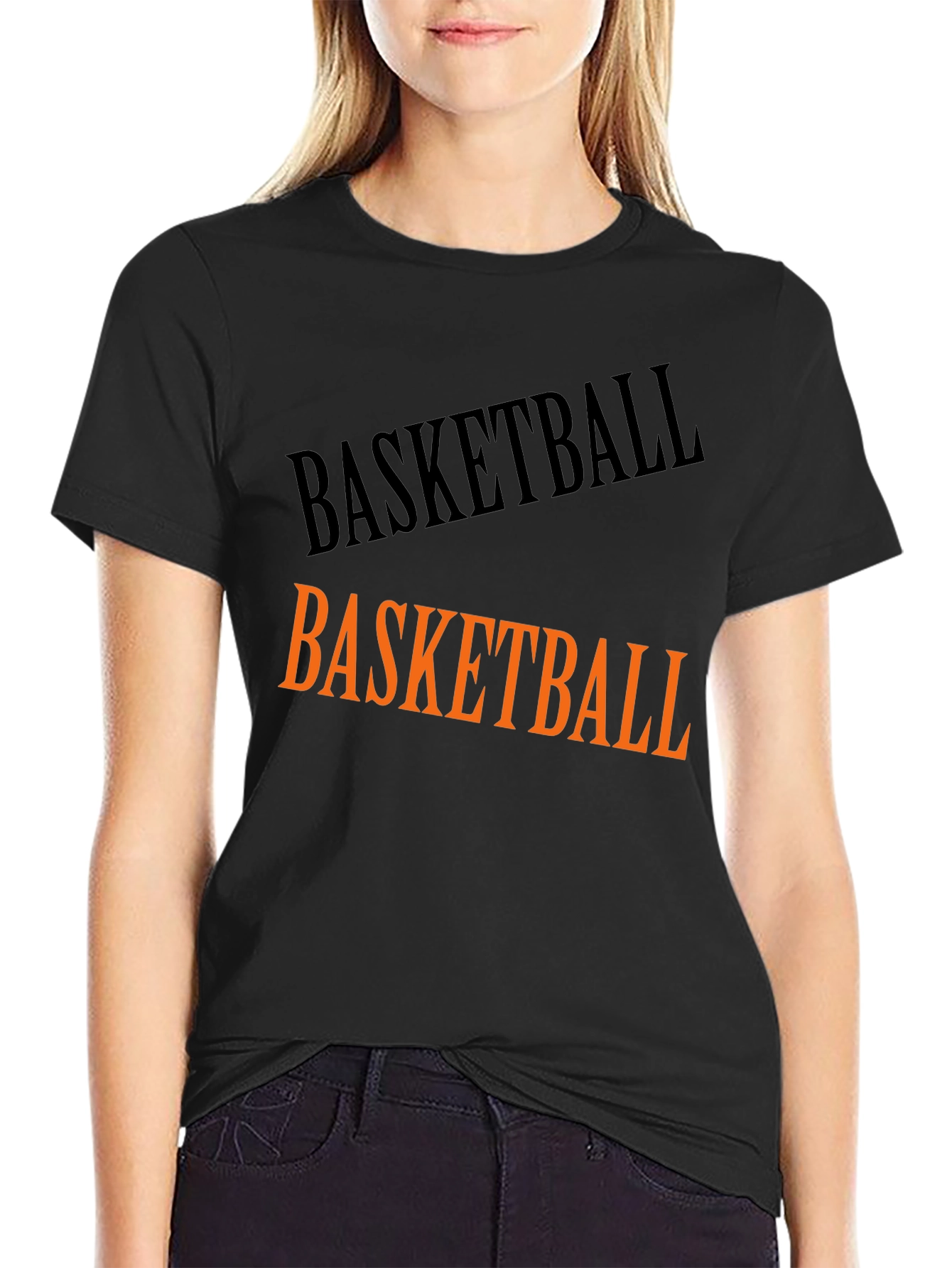 Basketball Graphic Tee - Black Cotton T-Shirt