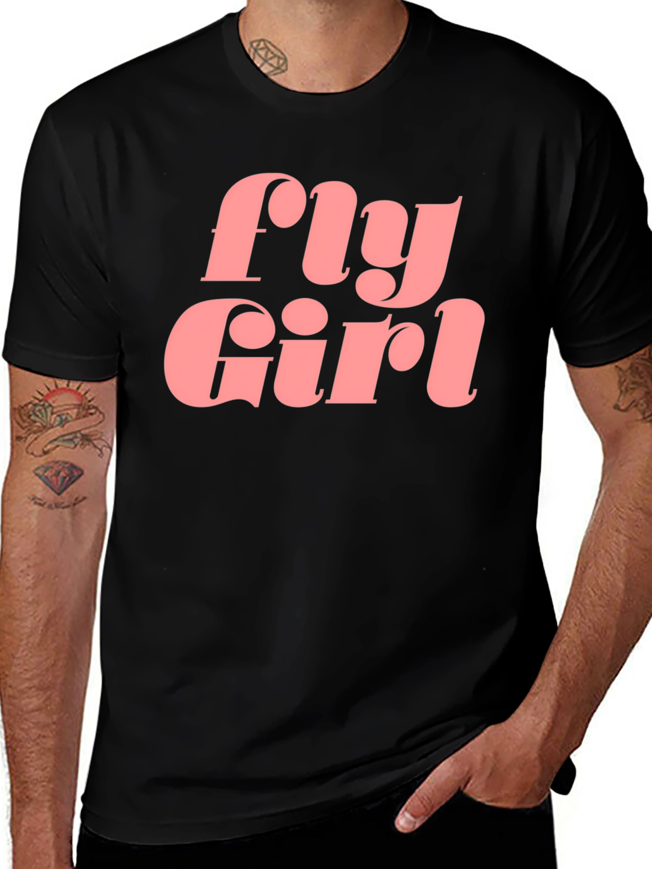 Fly Girl Graphic Tee - Retro Style Black T-Shirt