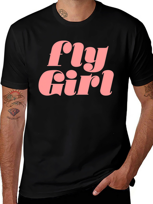 Fly Girl Graphic Tee - Retro Style Black T-Shirt