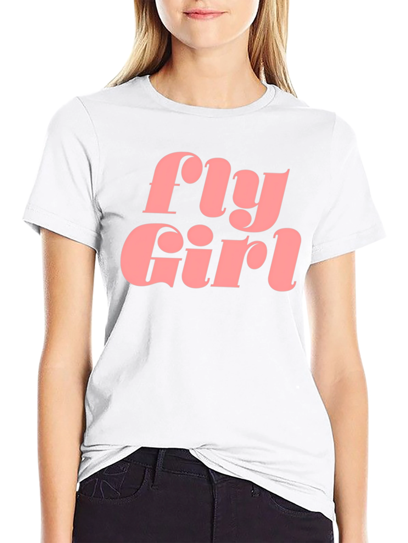 Fly Girl Graphic Tee - Retro Style Black T-Shirt