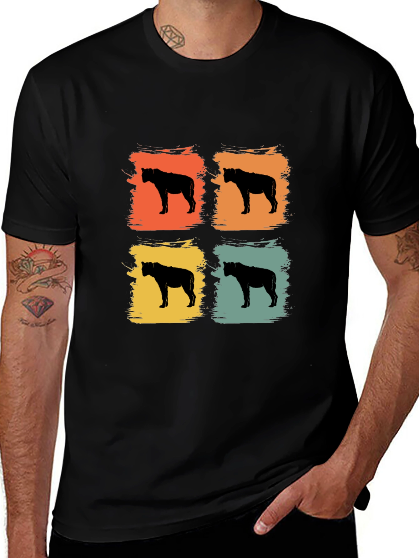 Retro Hyena Silhouette T-Shirt - Cool Graphic Tee