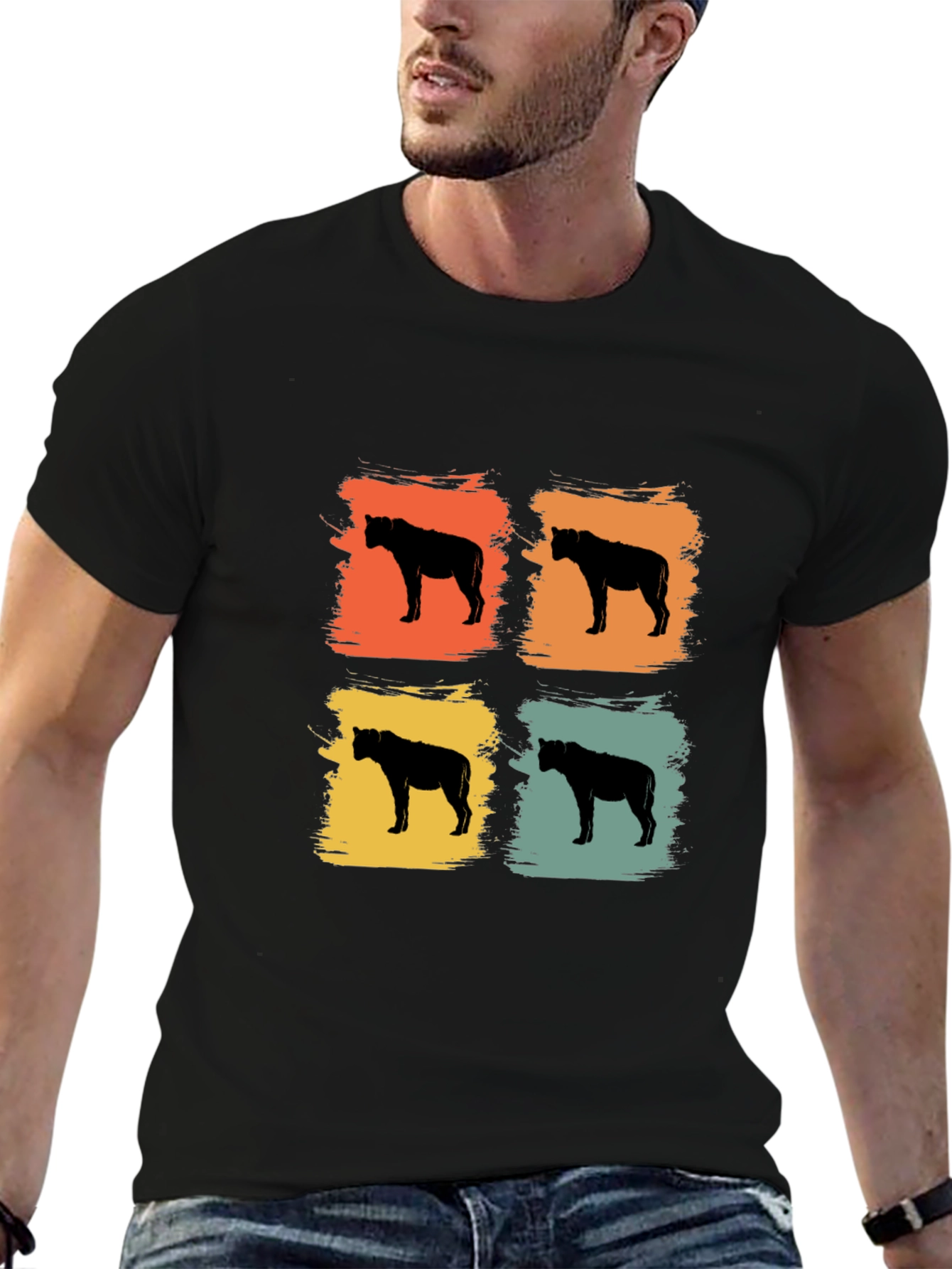 Retro Hyena Silhouette T-Shirt - Cool Graphic Tee