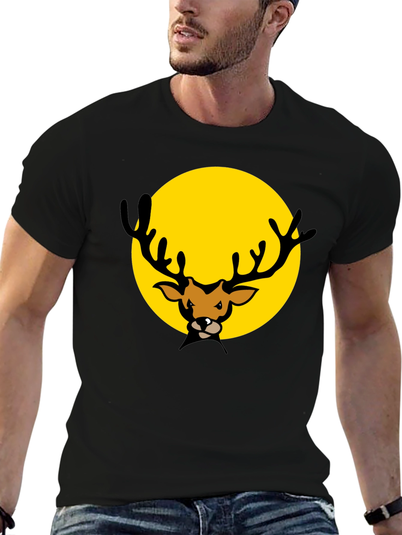 Deer Graphic Black T-Shirt